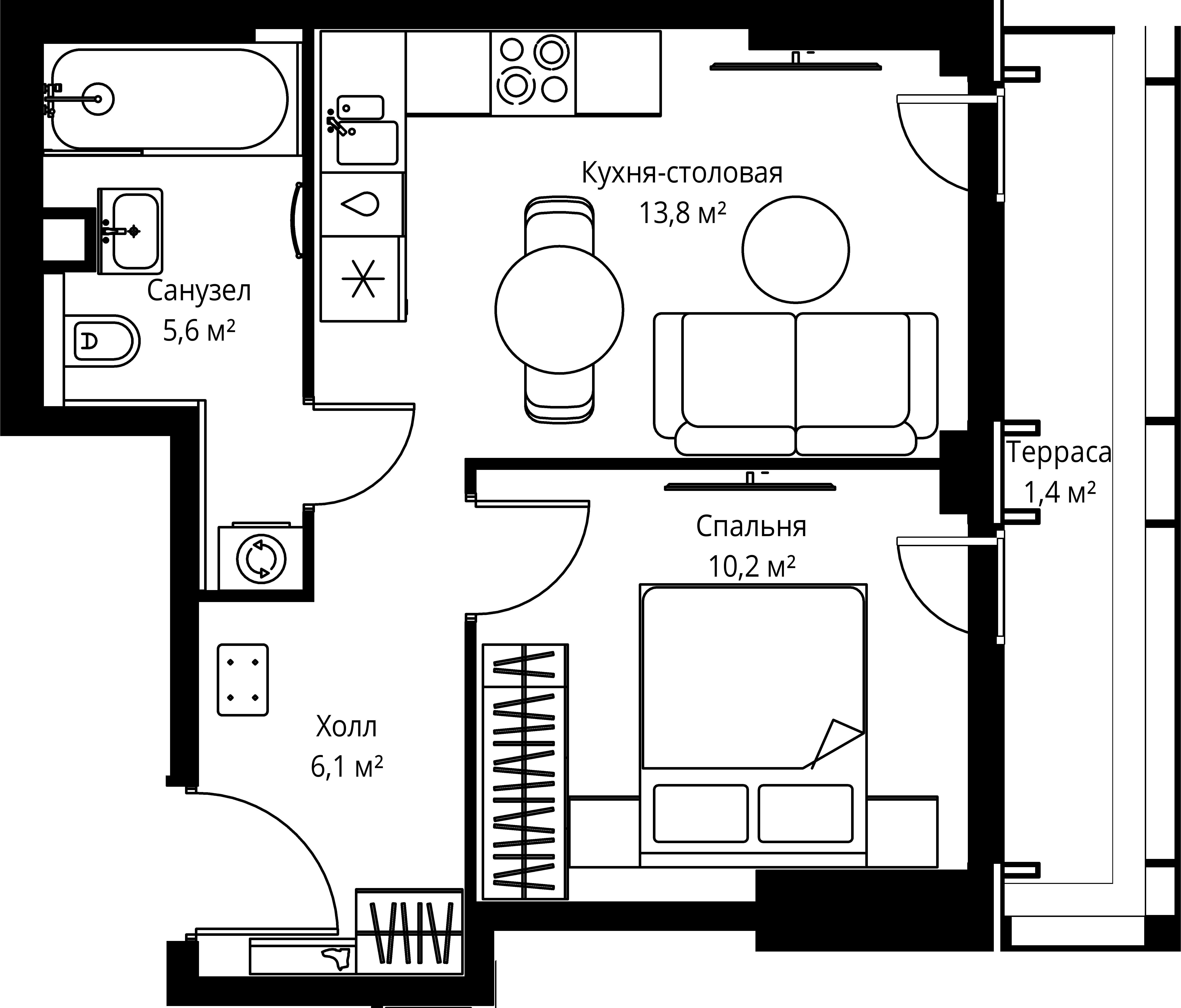 1-комнатная, 37,1 м² — 23 146 690 ₽
