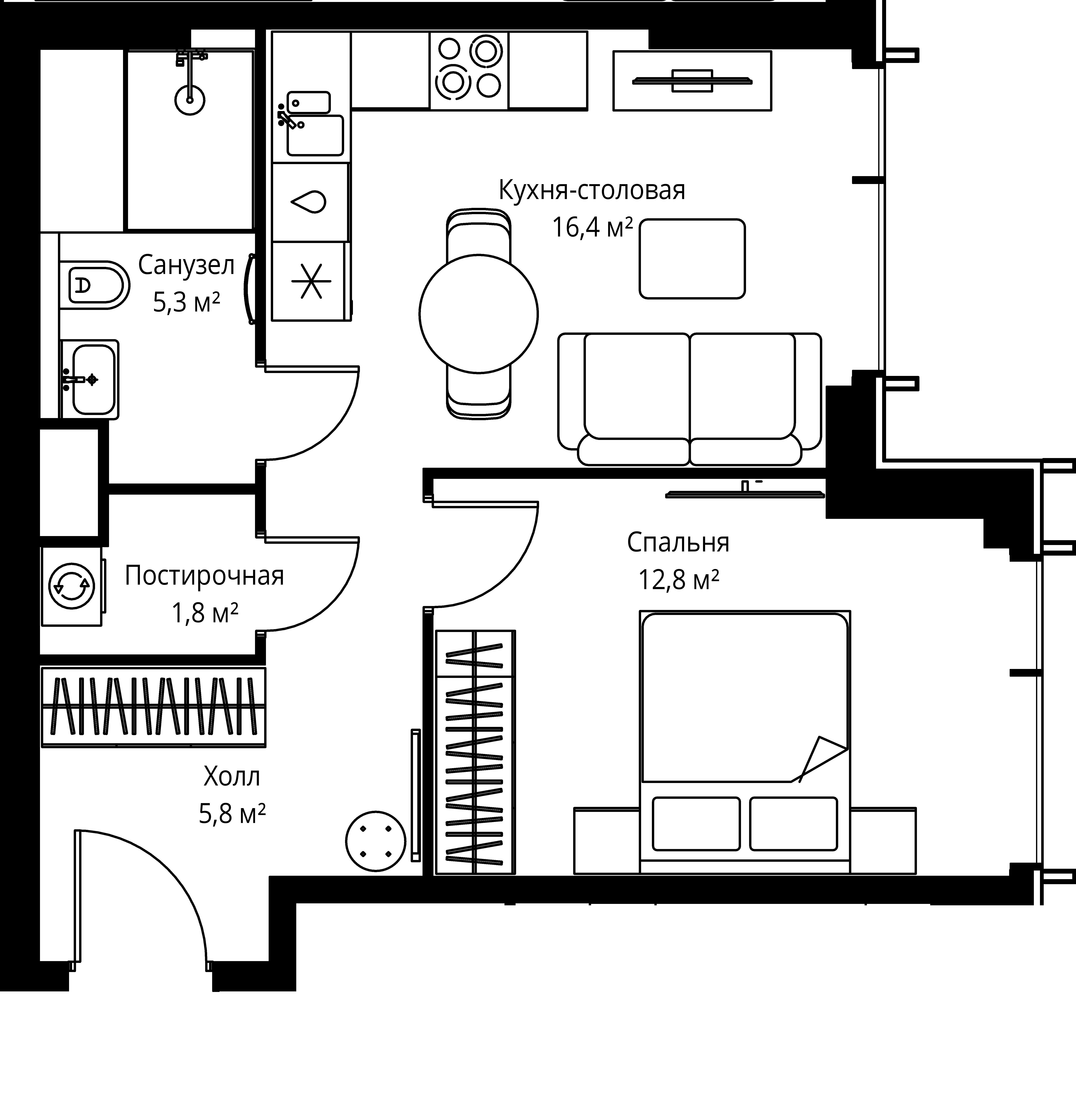 1-комнатная, 42,1 м² — 22 472 980 ₽
