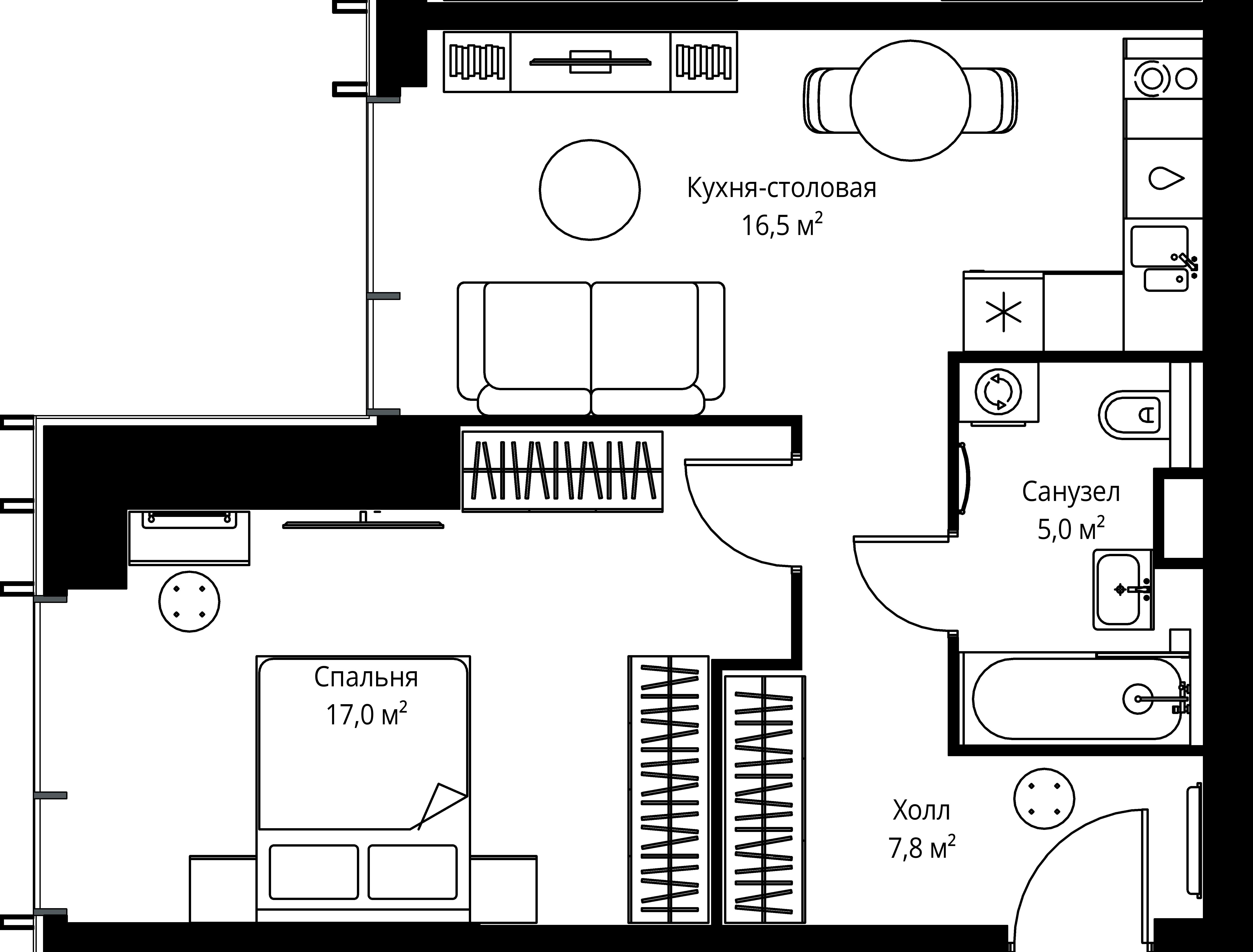 1-комнатная, 46,3 м² — 22 156 865 ₽