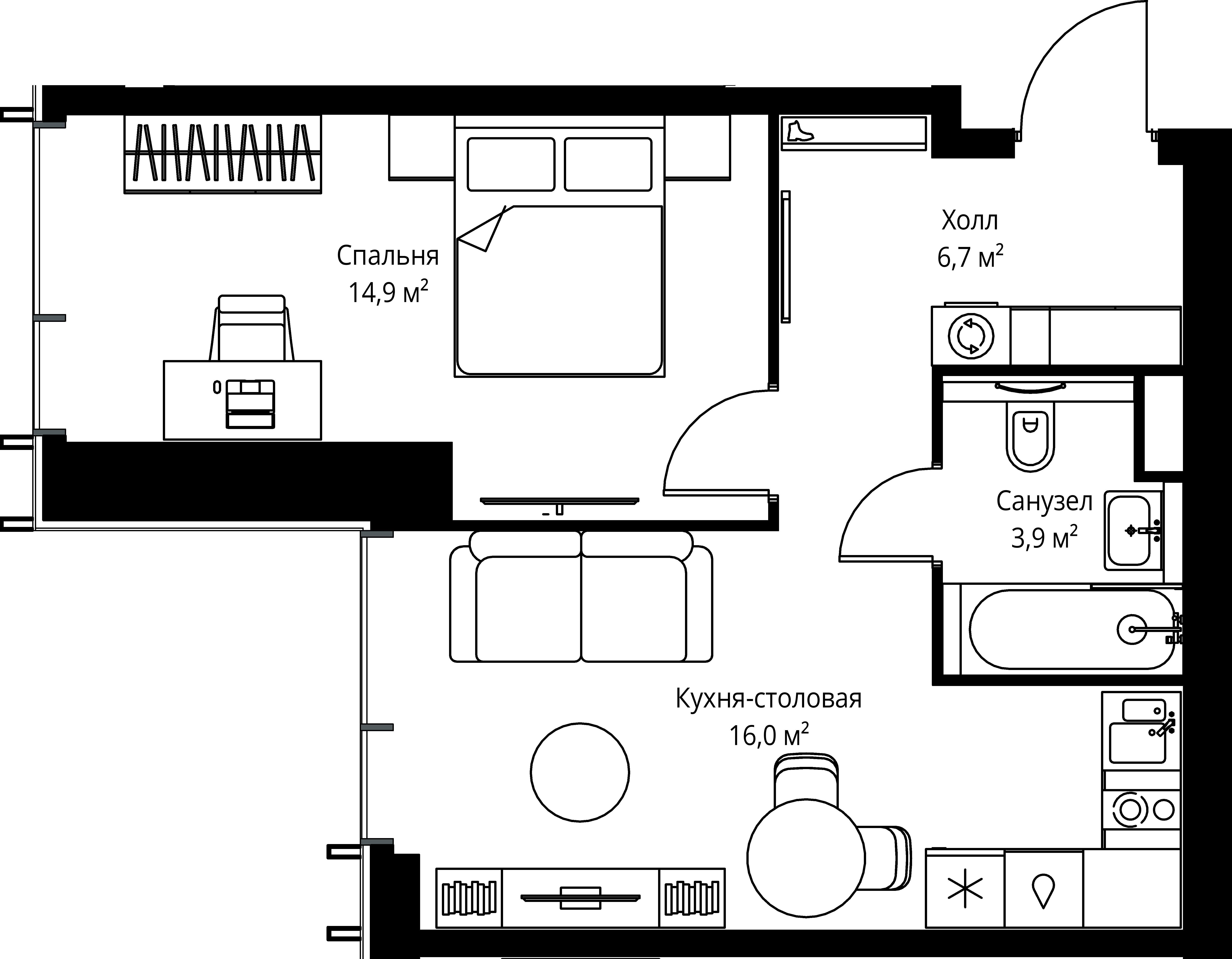 1-комнатная, 41,5 м² — 21 270 825 ₽