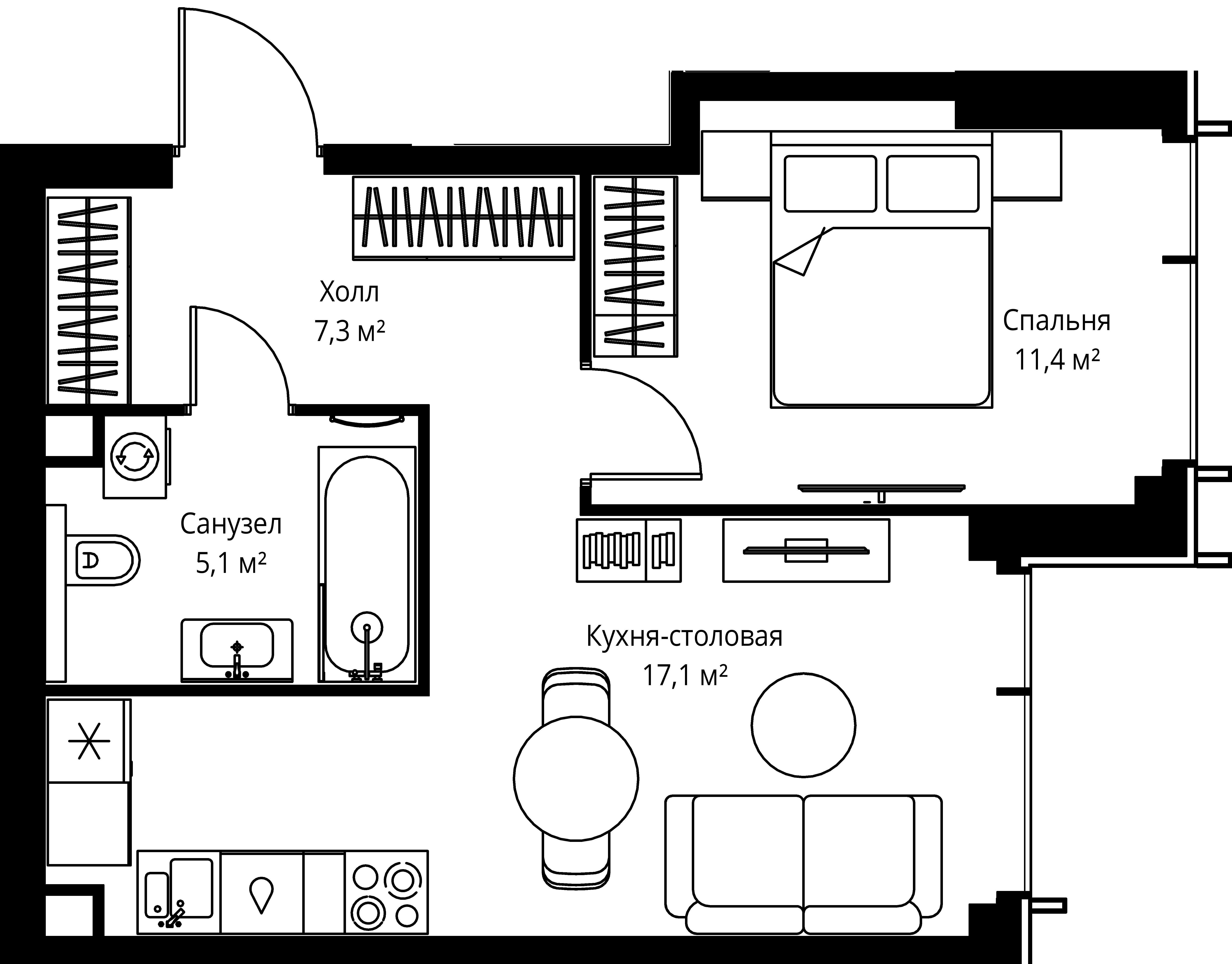 1-комнатная, 40,9 м² — 22 388 660 ₽