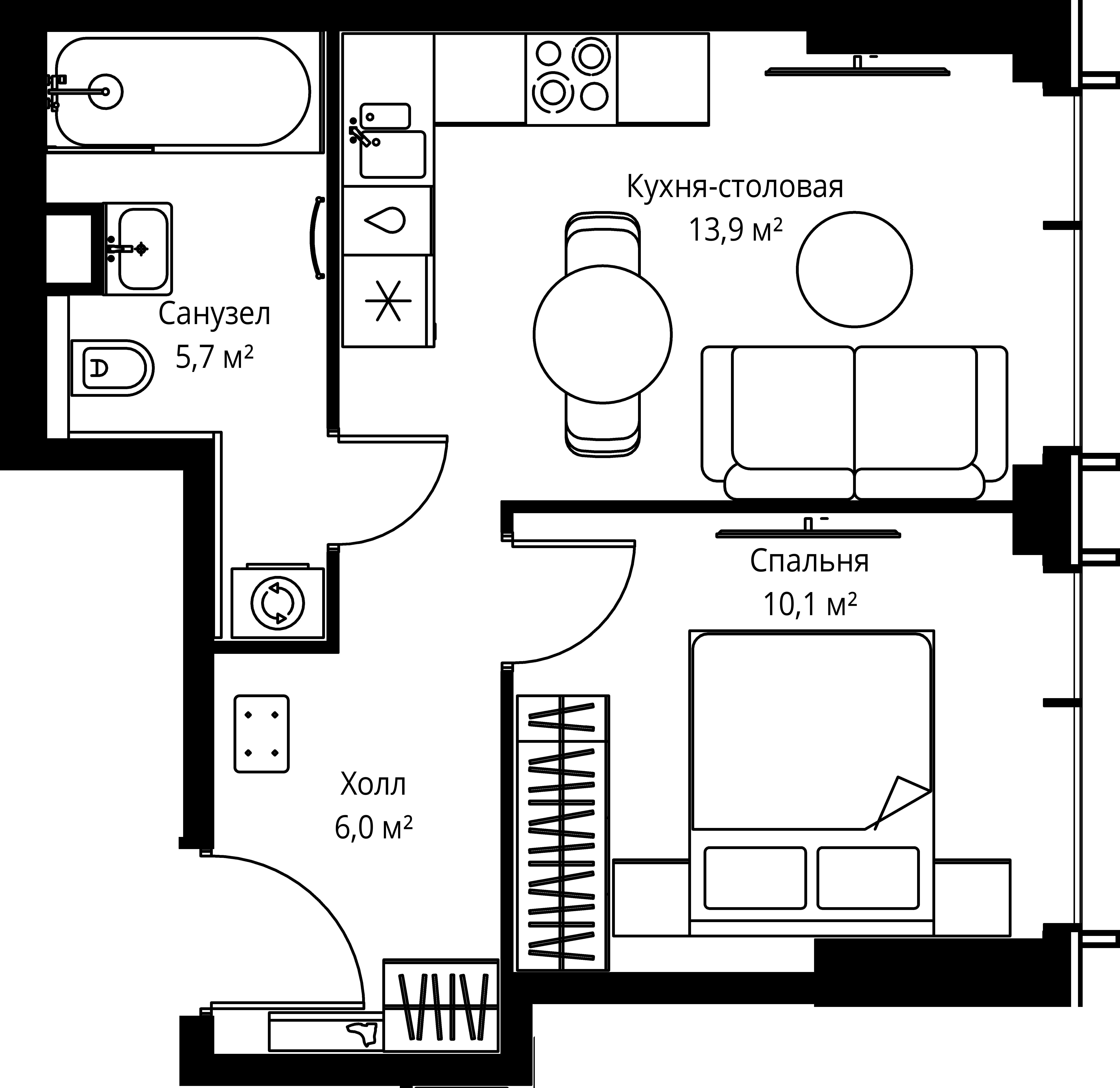 1-комнатная, 35,7 м² — 20 755 980 ₽