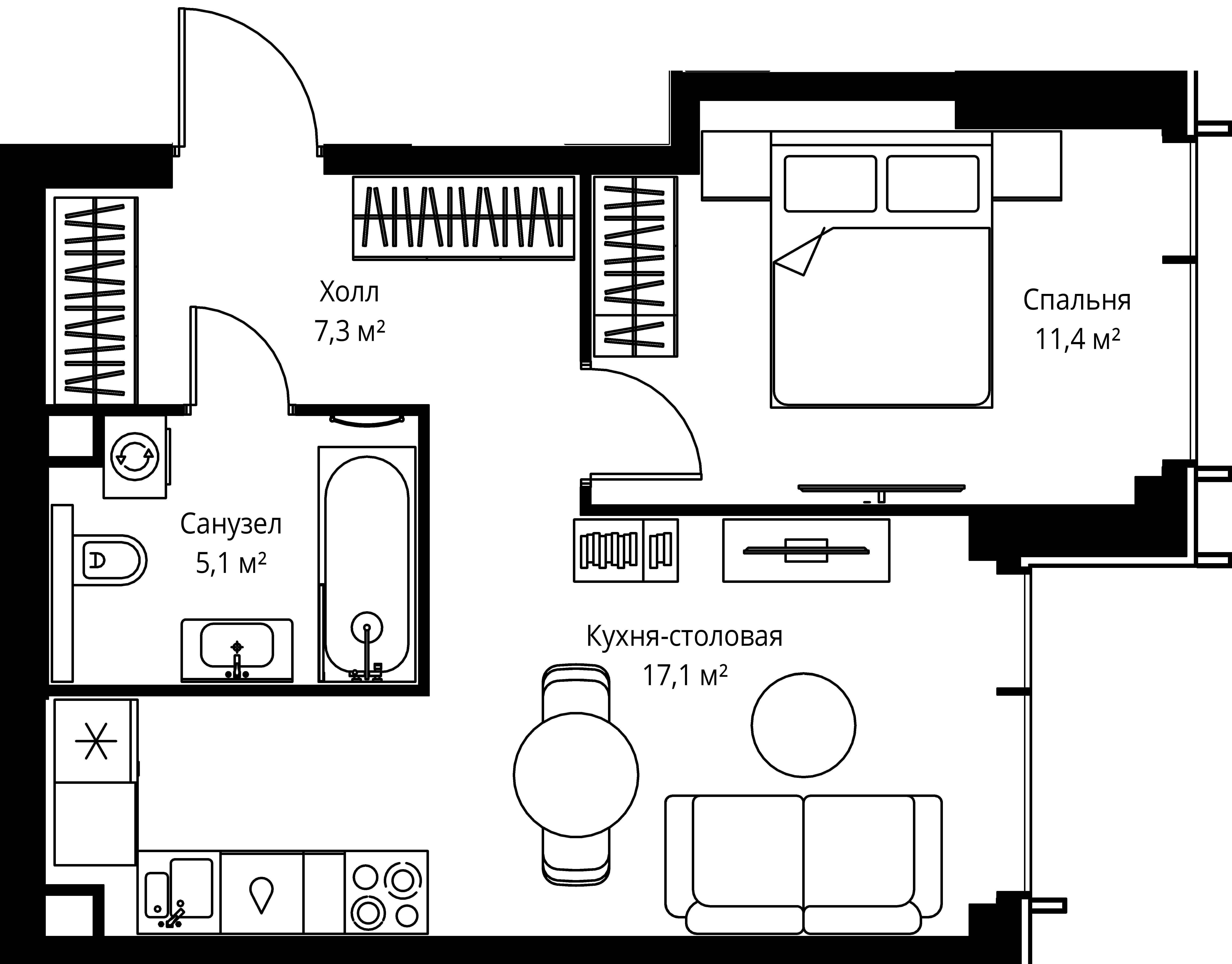 1-комнатная, 40,9 м² — 22 527 720 ₽