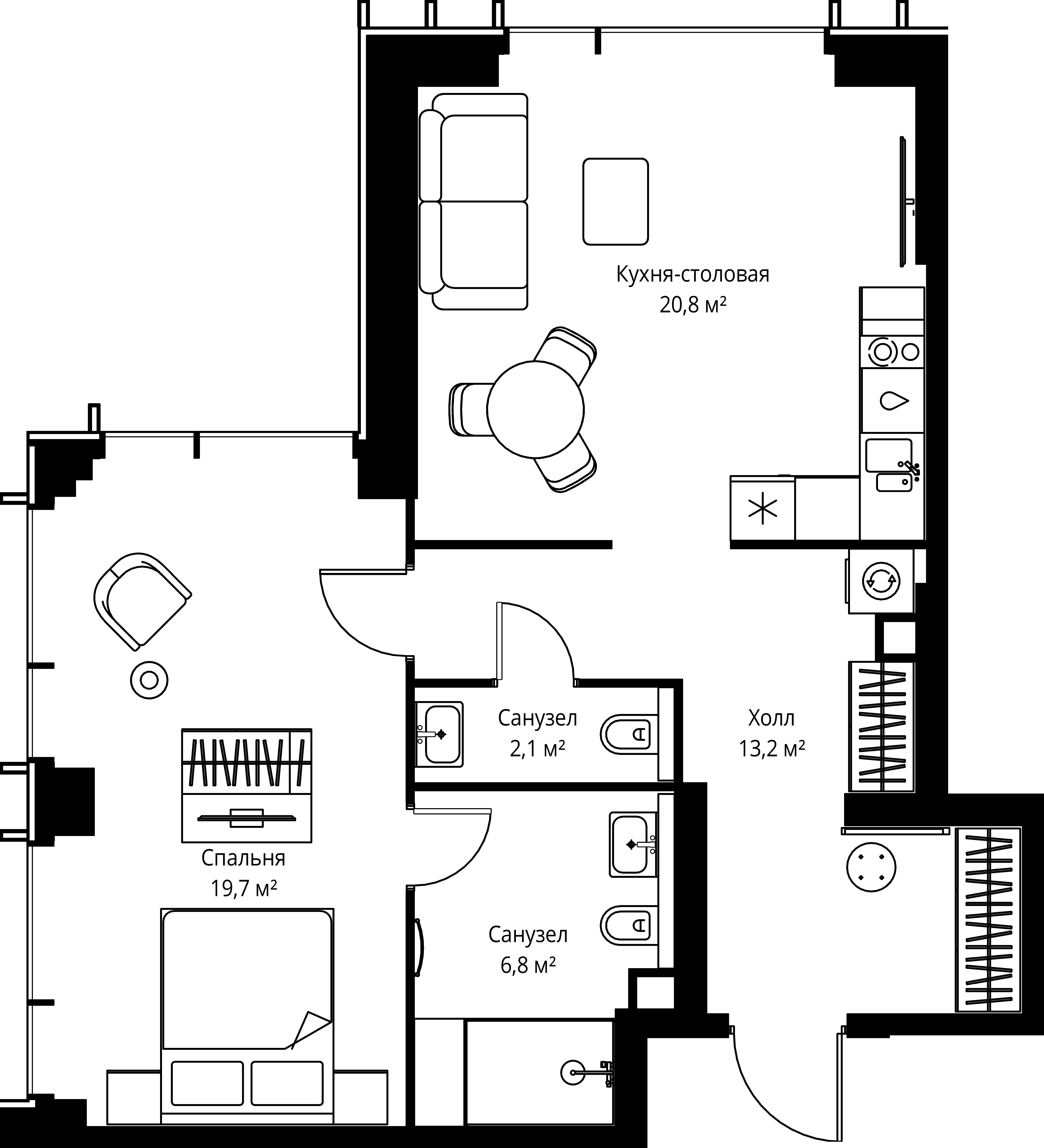 1-комнатная, 62,6 м² — 29 691 180 ₽