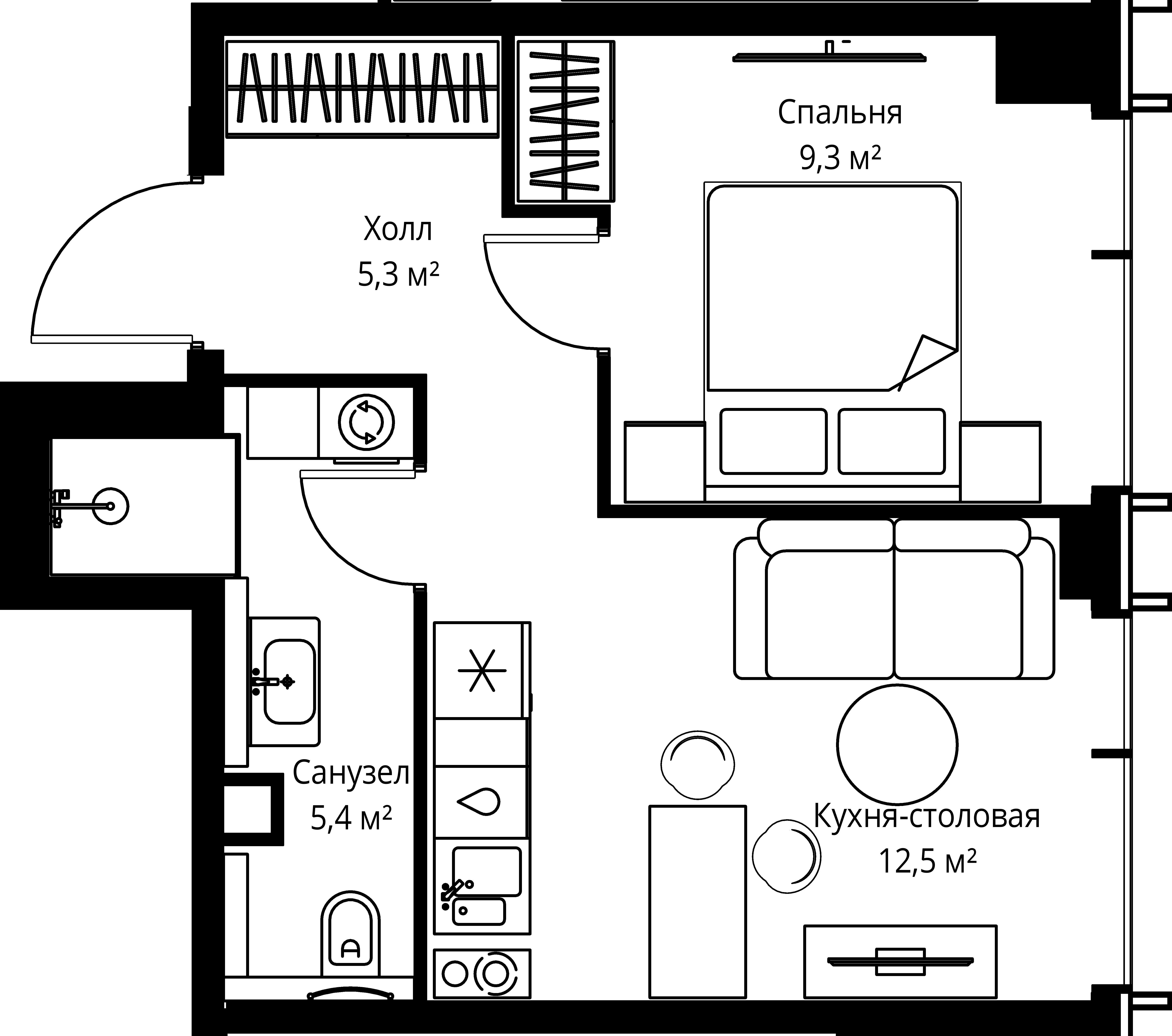 1-комнатная, 32,5 м² — 20 387 250 ₽