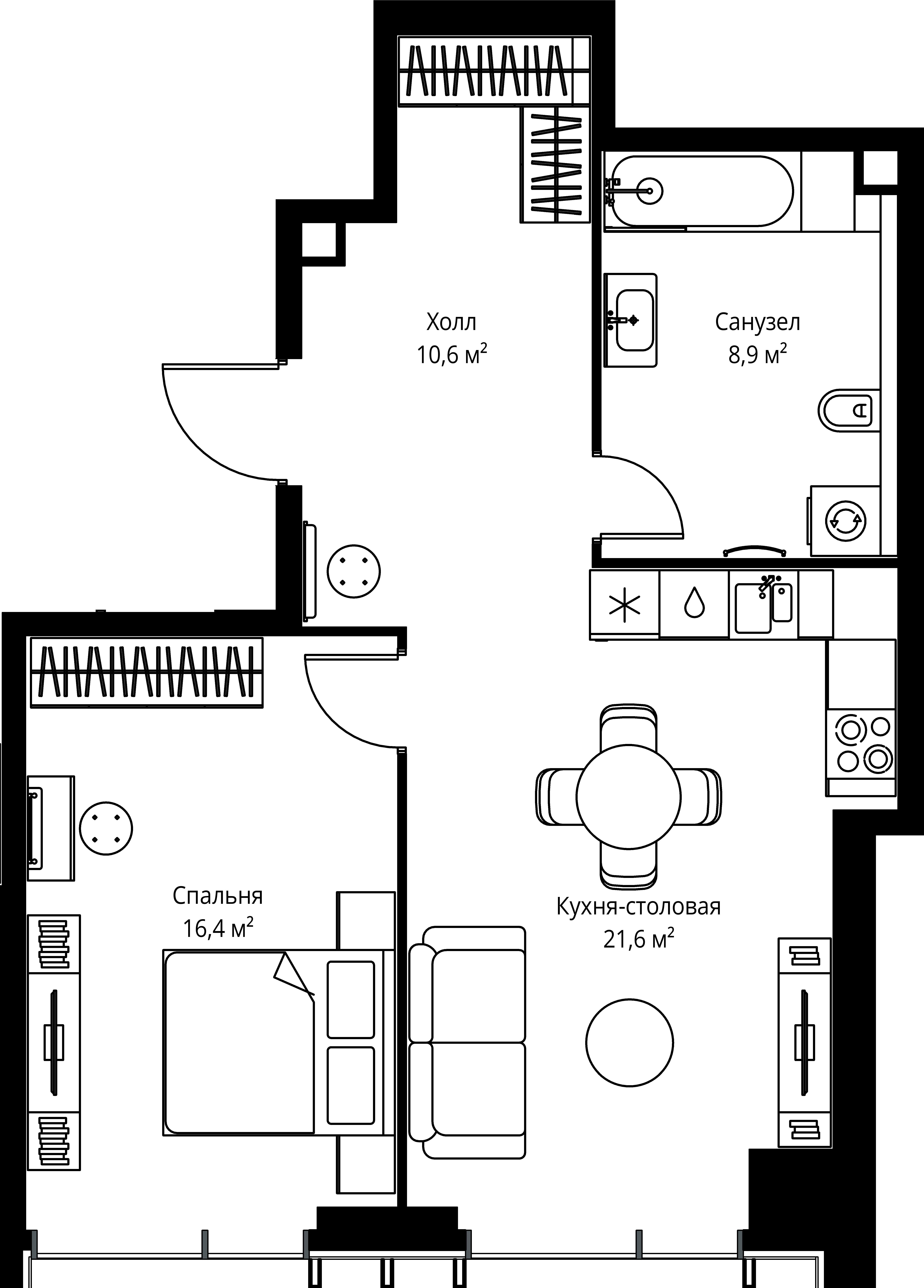 1-комнатная, 57,5 м² — 26 783 500 ₽