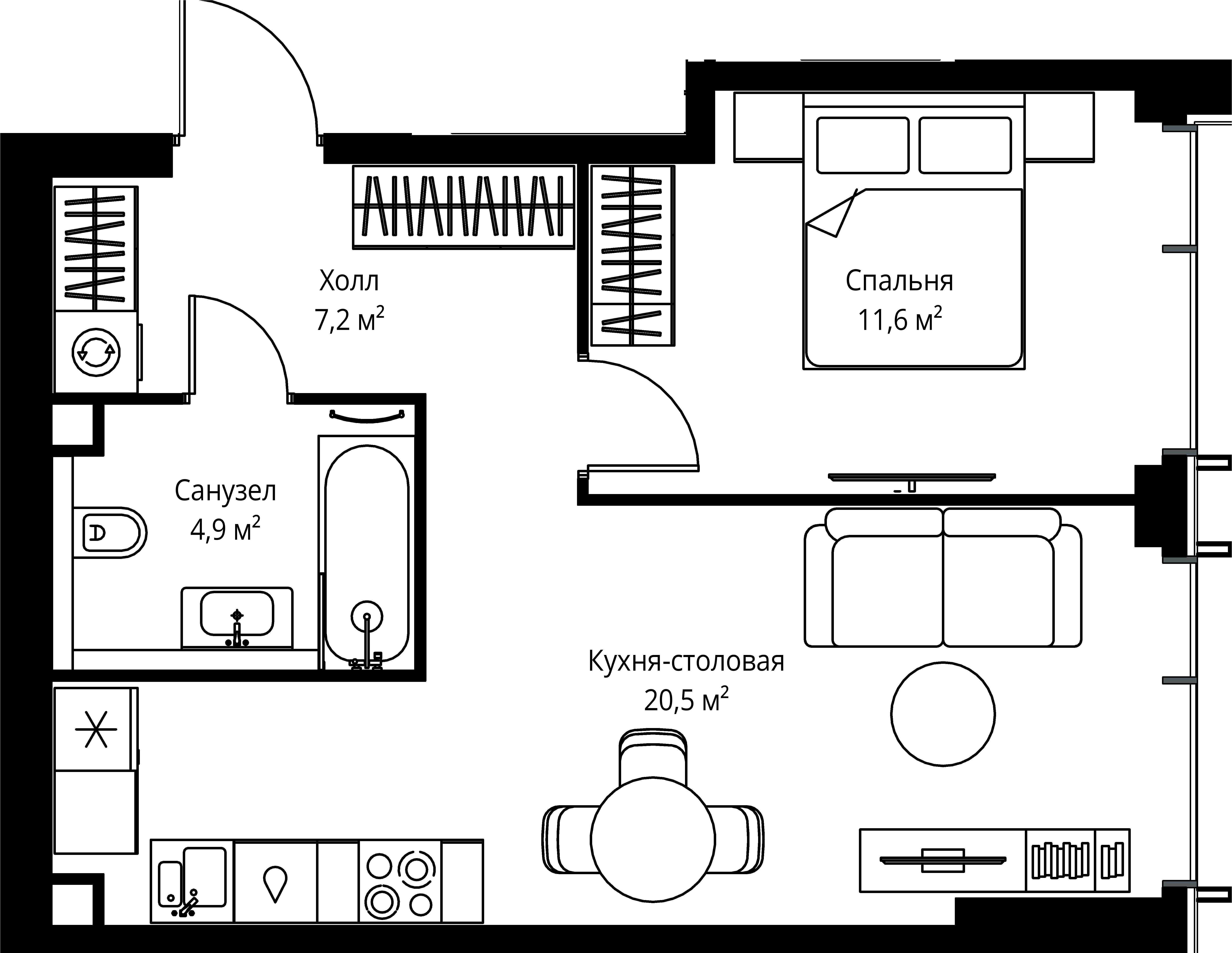 1-комнатная, 44,2 м² — 22 654 710 ₽