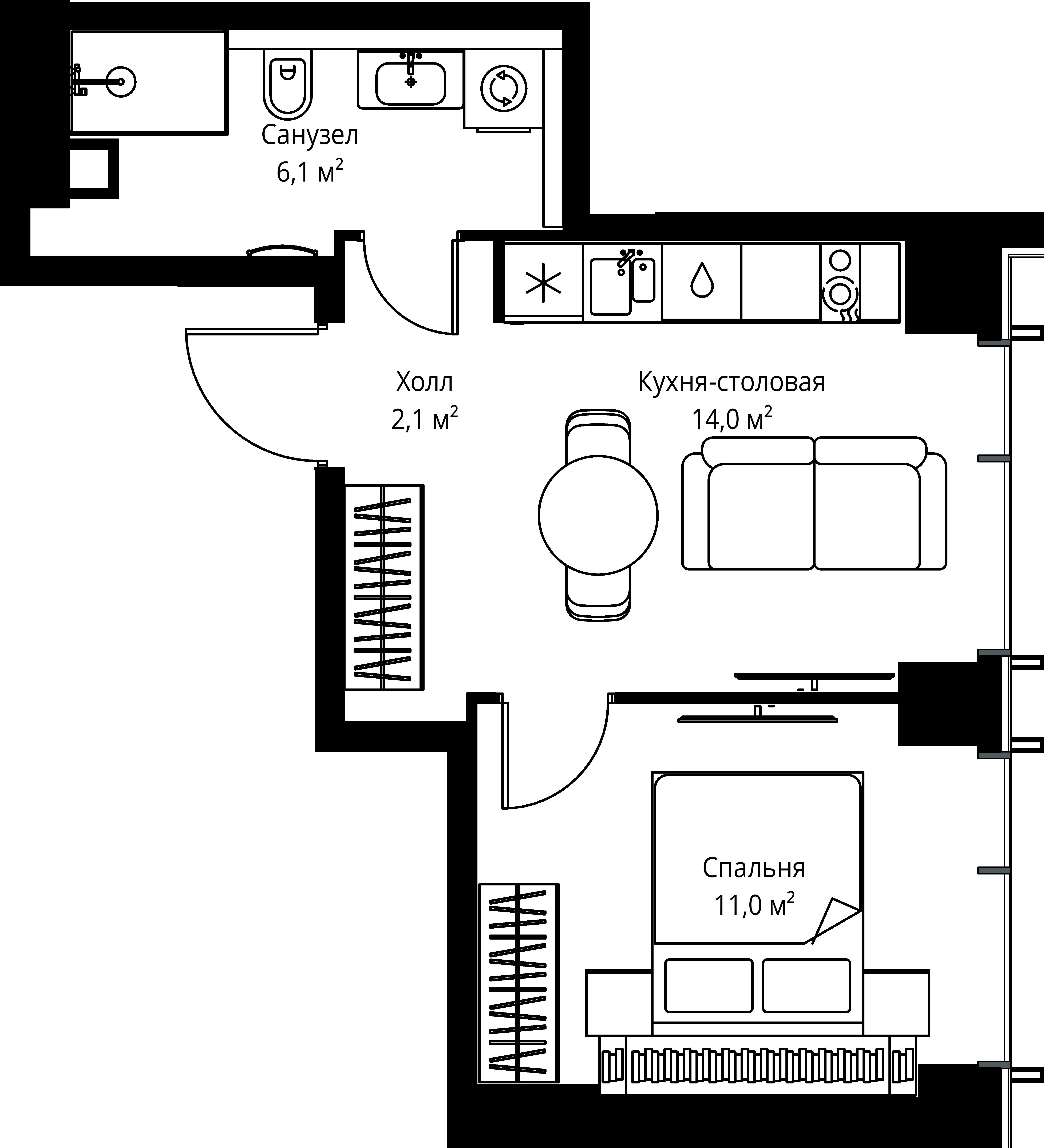 1-комнатная, 33,2 м² — 20 431 280 ₽