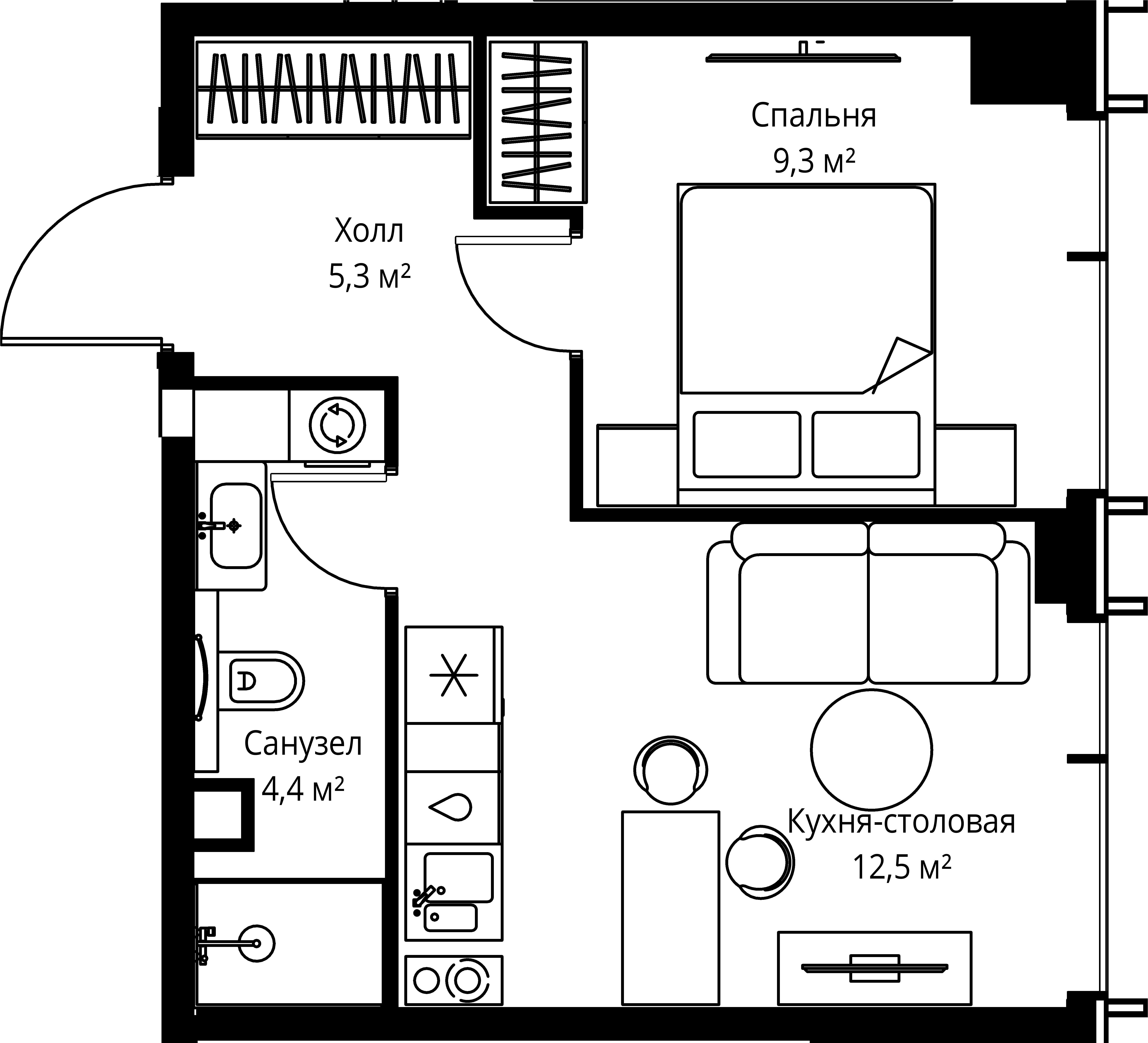 1-комнатная, 31,5 м² — 19 947 375 ₽