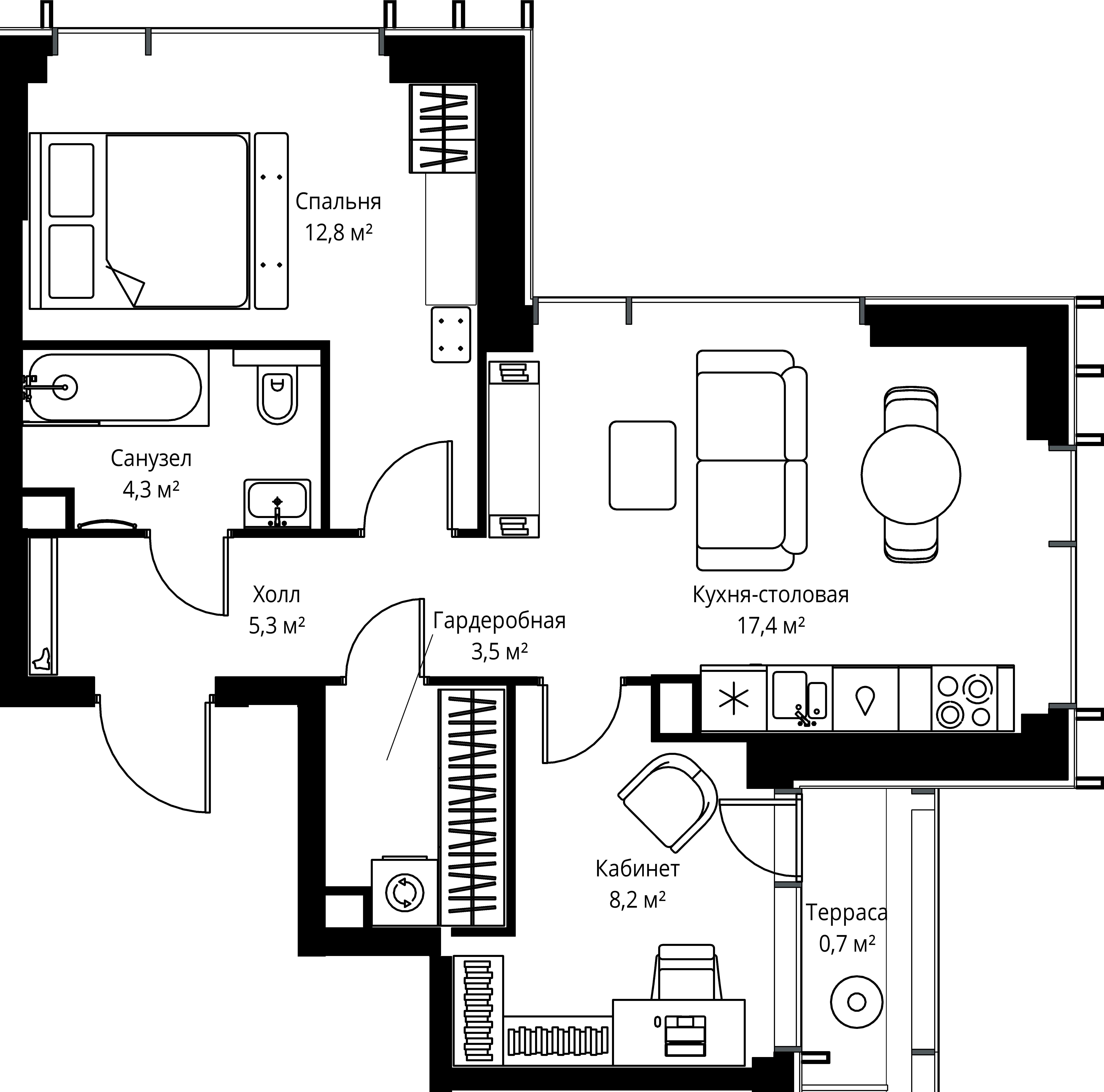 2-комнатная, 52,2 м² — 30 748 410 ₽