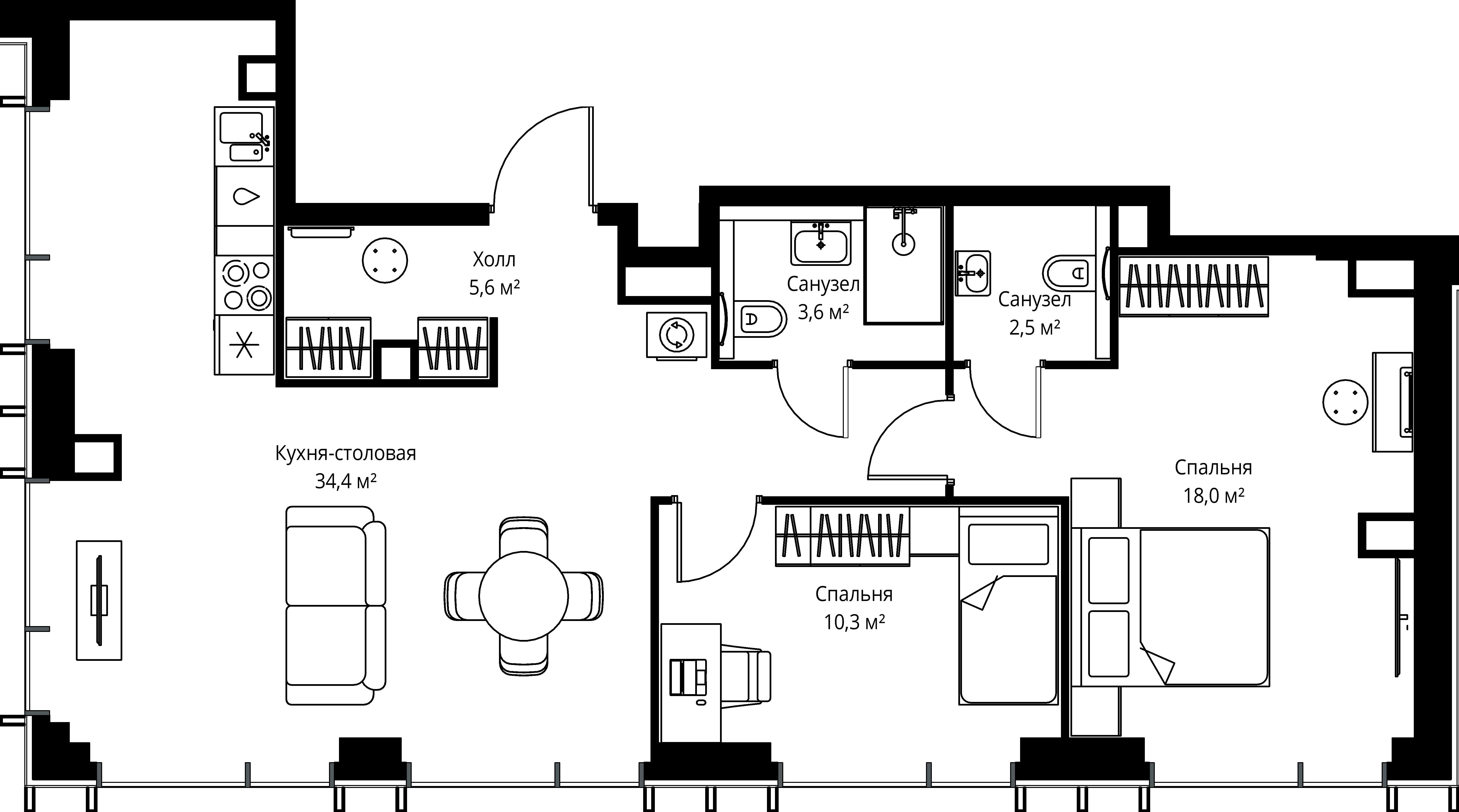2-комнатная, 74,4 м² — 44 457 720 ₽