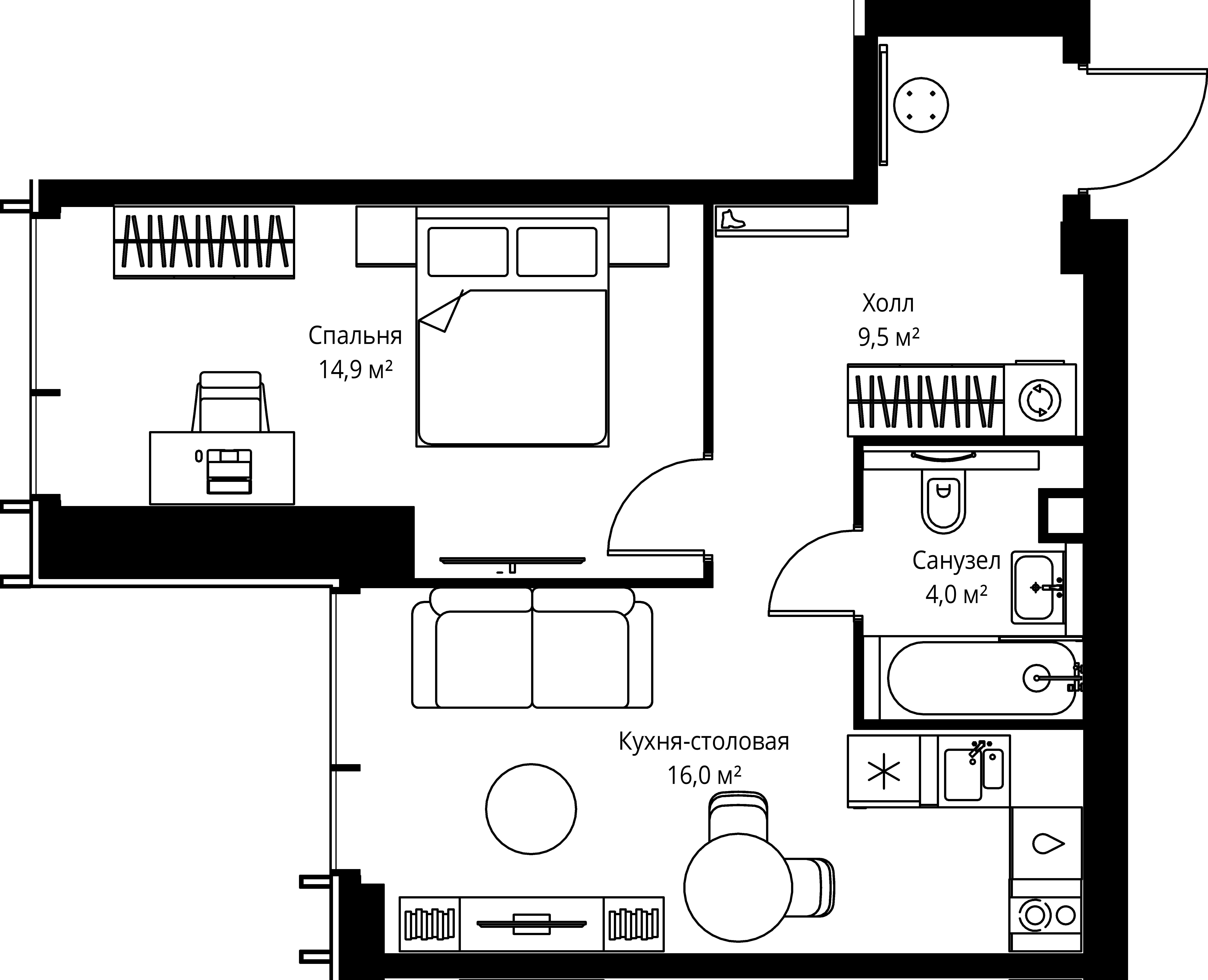 1-комнатная, 44,4 м² — 22 379 820 ₽