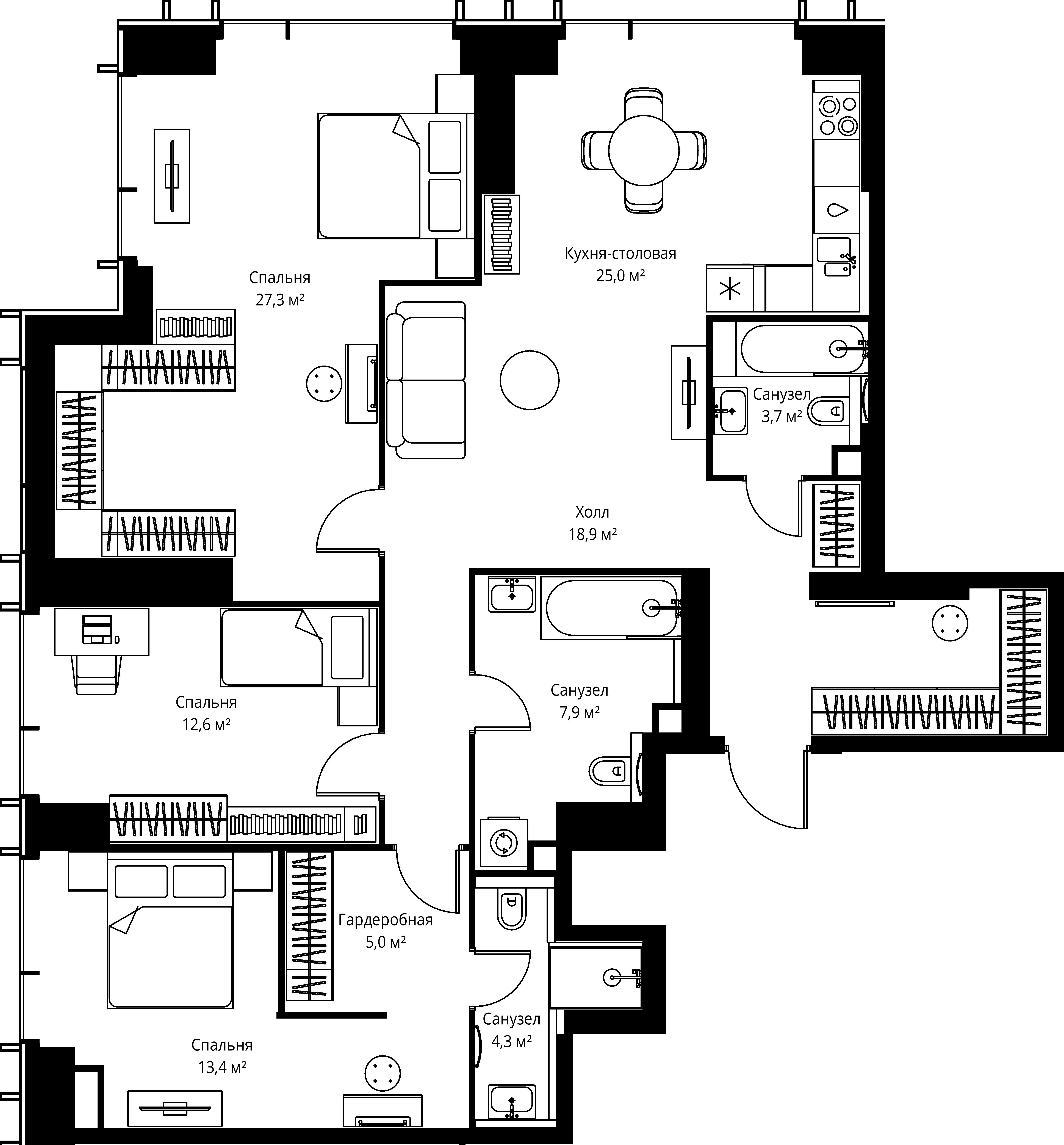 3-комнатная, 118,1 м² — 57 018 680 ₽