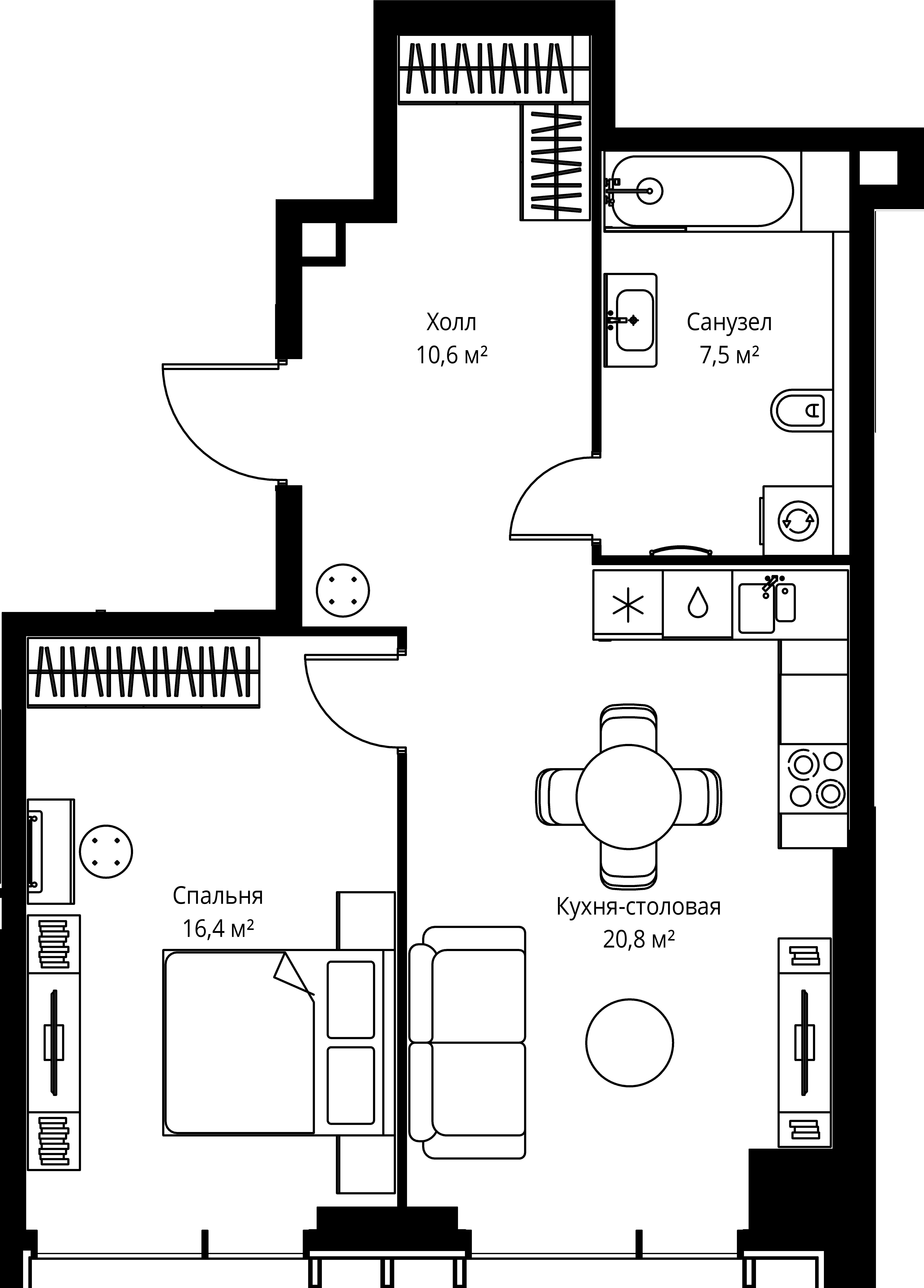 1-комнатная, 55,3 м² — 25 993 765 ₽