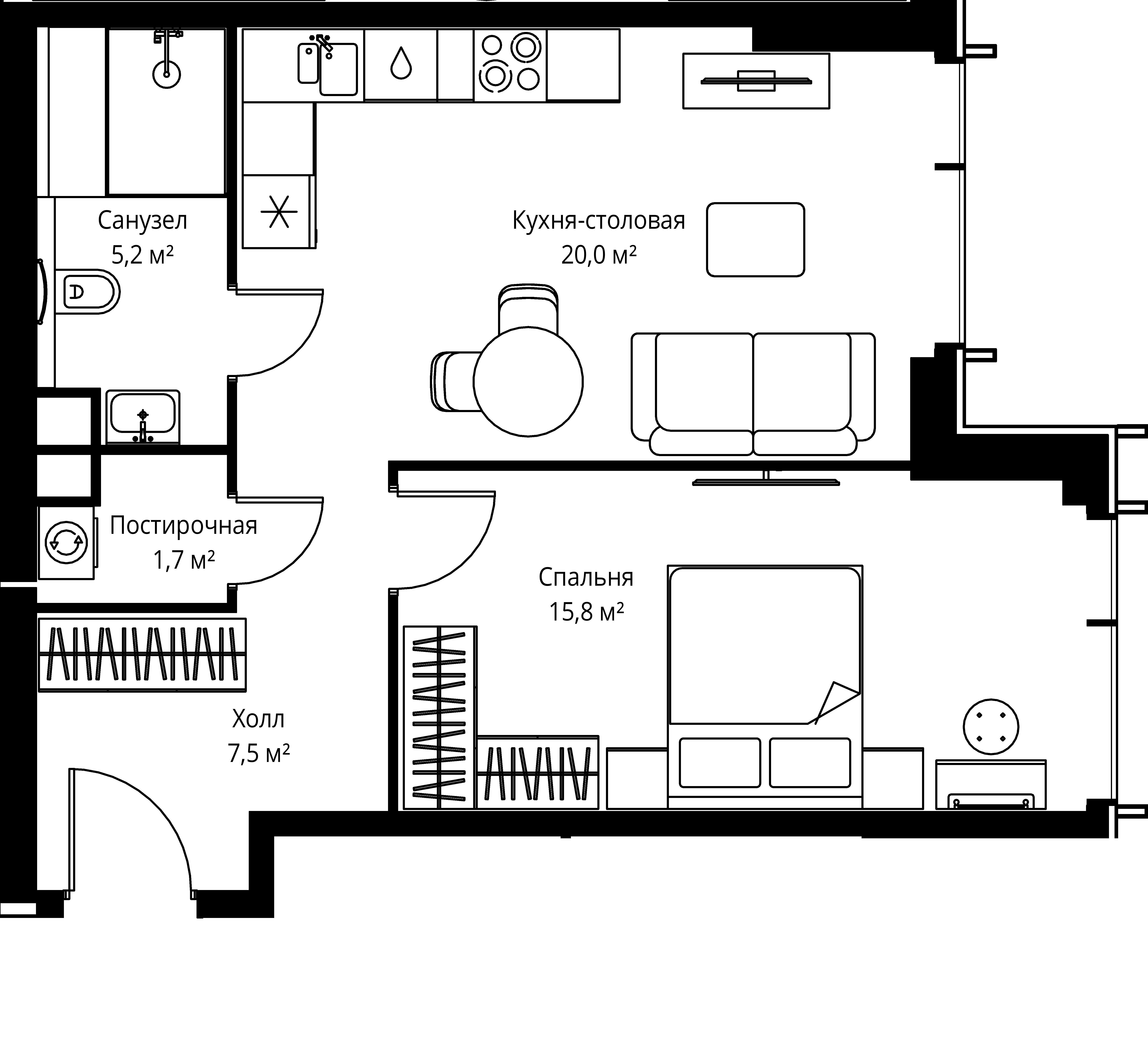 1-комнатная, 50,2 м² — 24 492 580 ₽