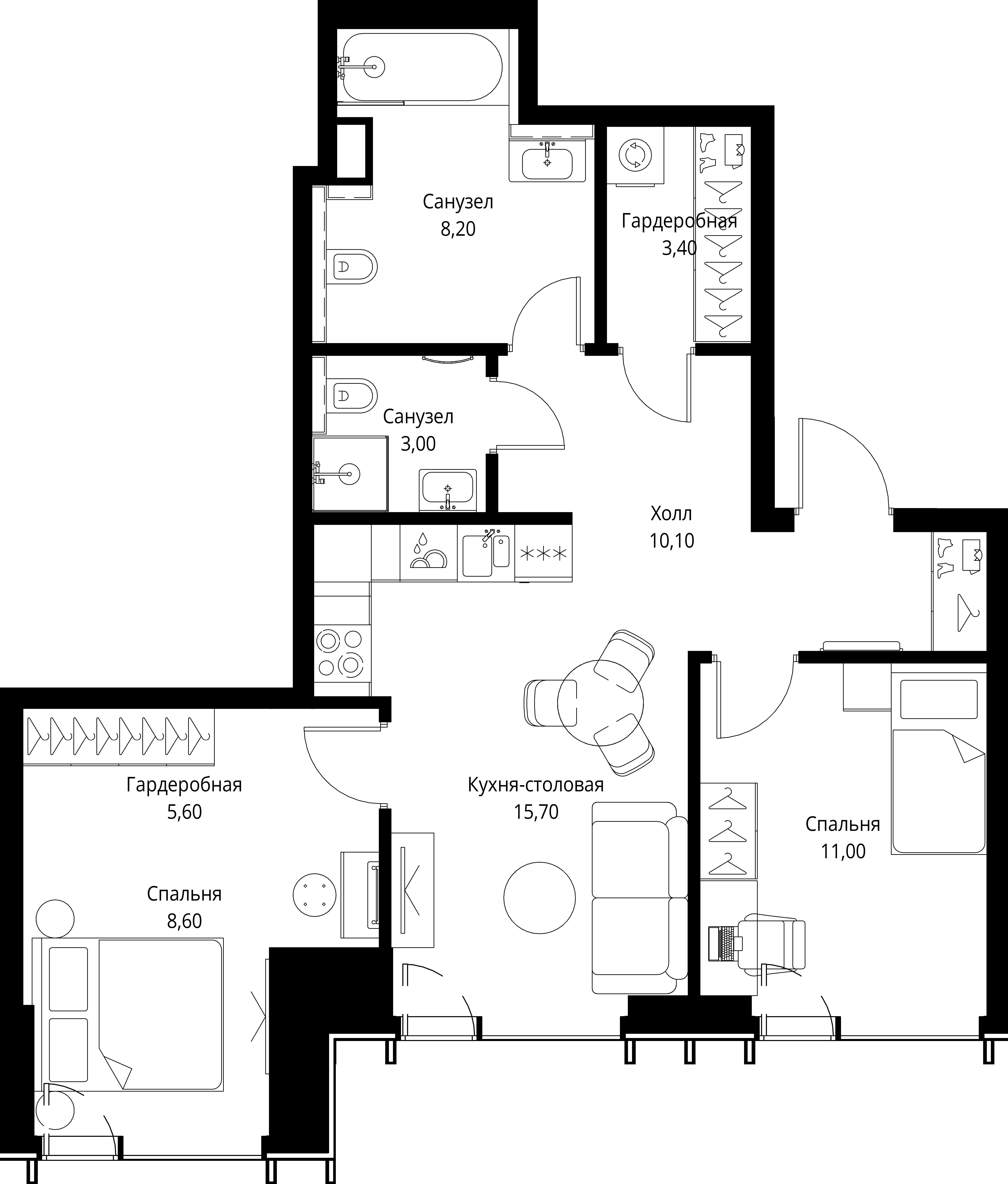 2-комнатная, 65,6 м² — 29 998 880 ₽