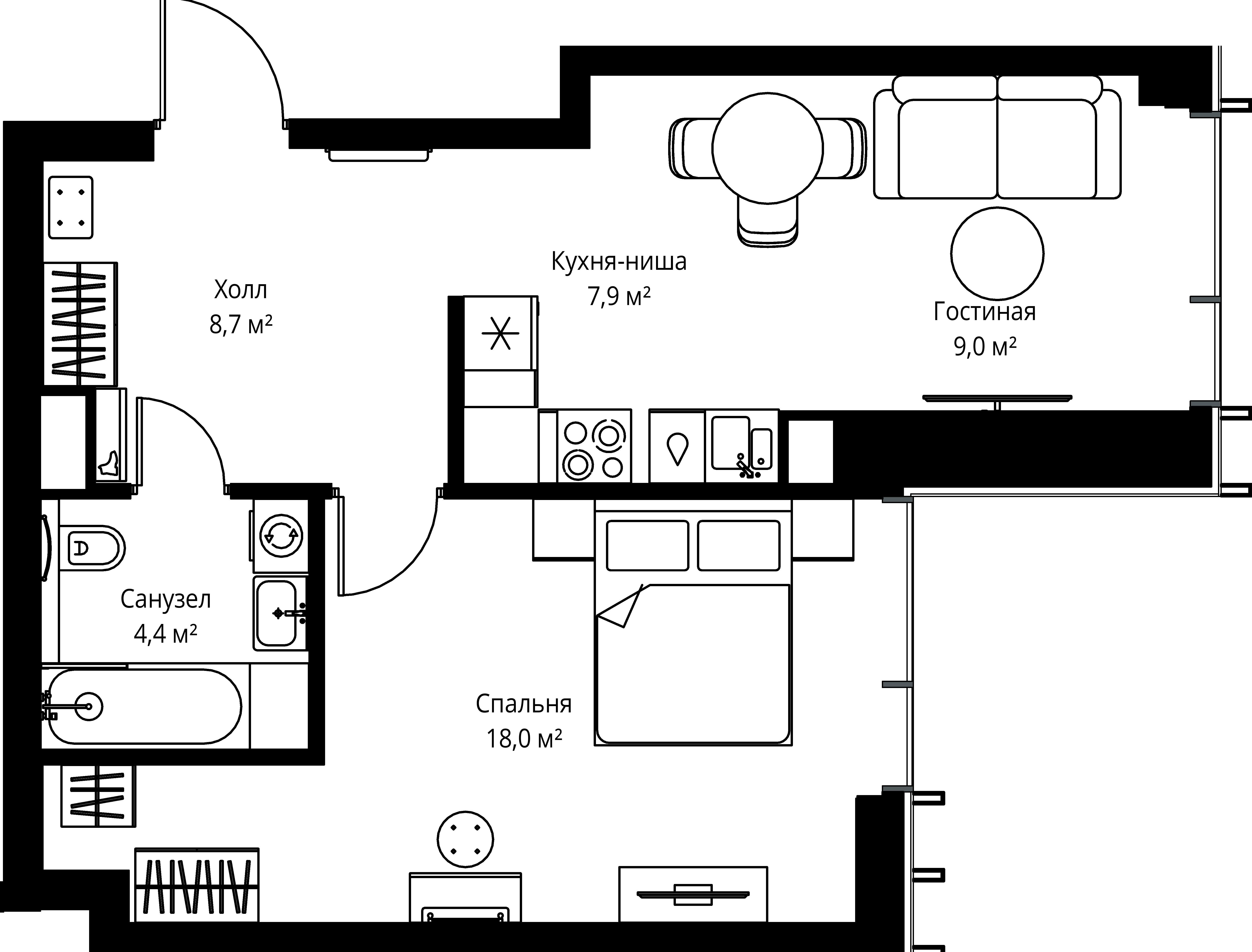 1-комнатная, 48 м² — 24 072 000 ₽