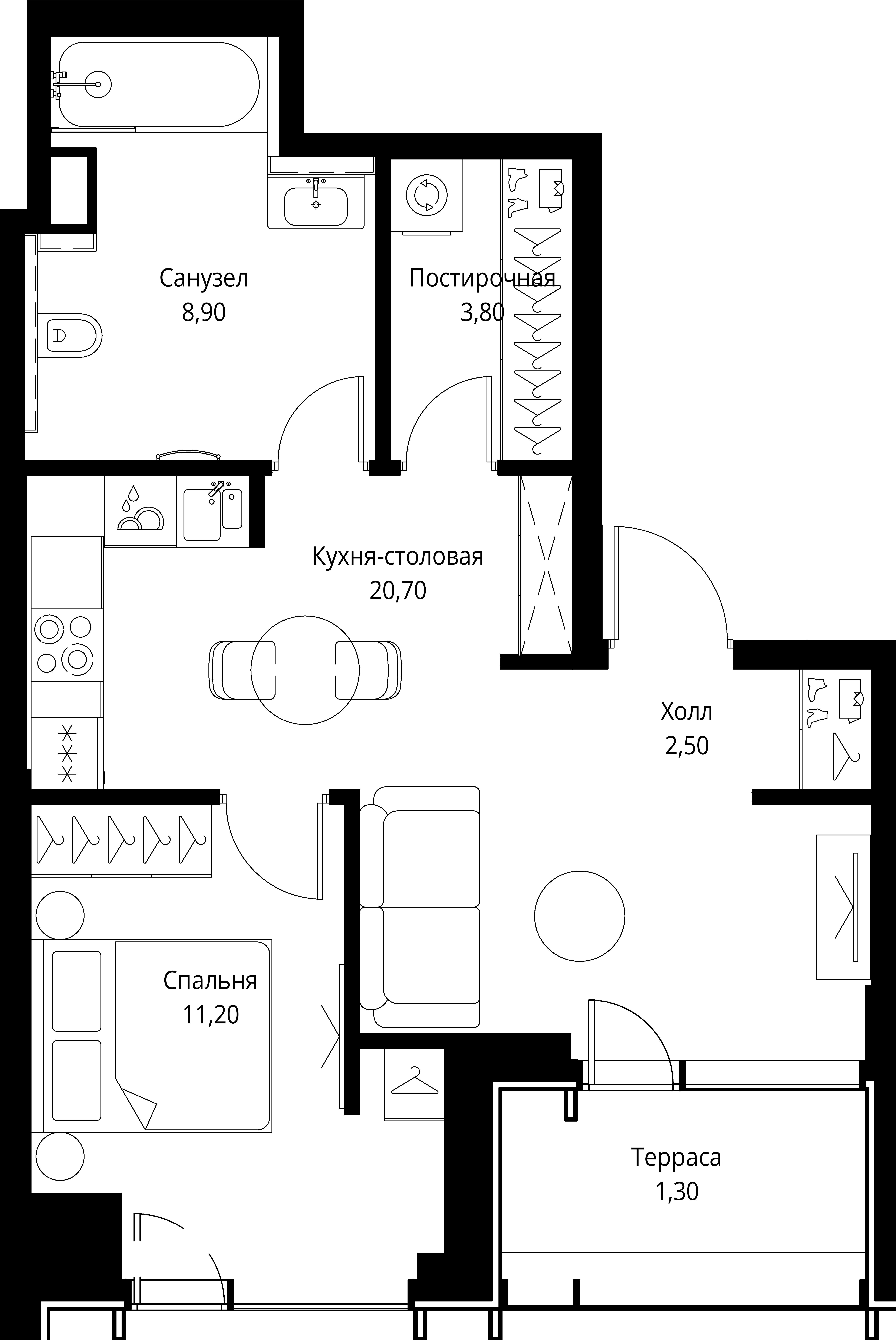 1-комнатная, 48,4 м² — 26 864 420 ₽