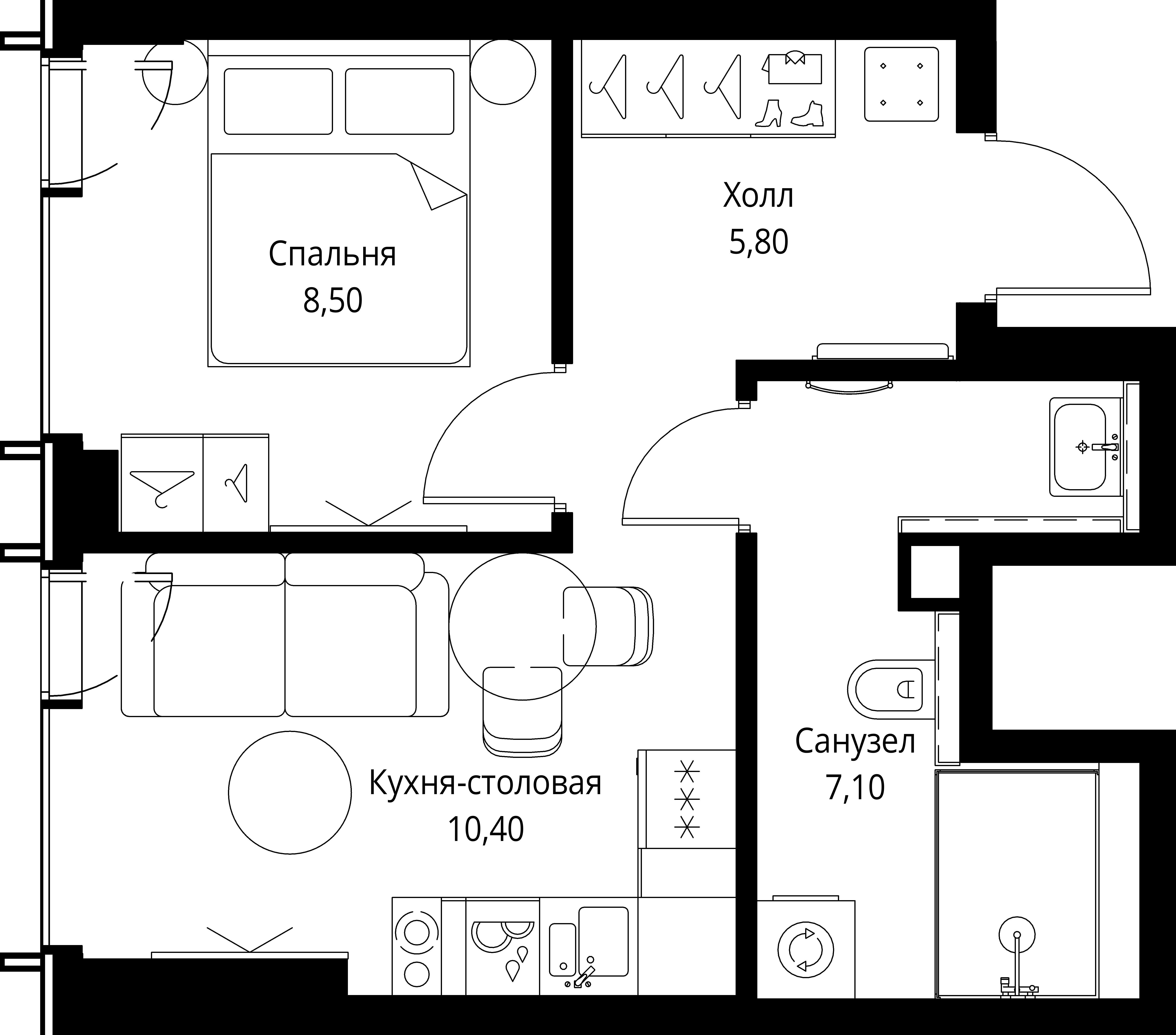 1-комнатная, 31,8 м² — 19 812 990 ₽