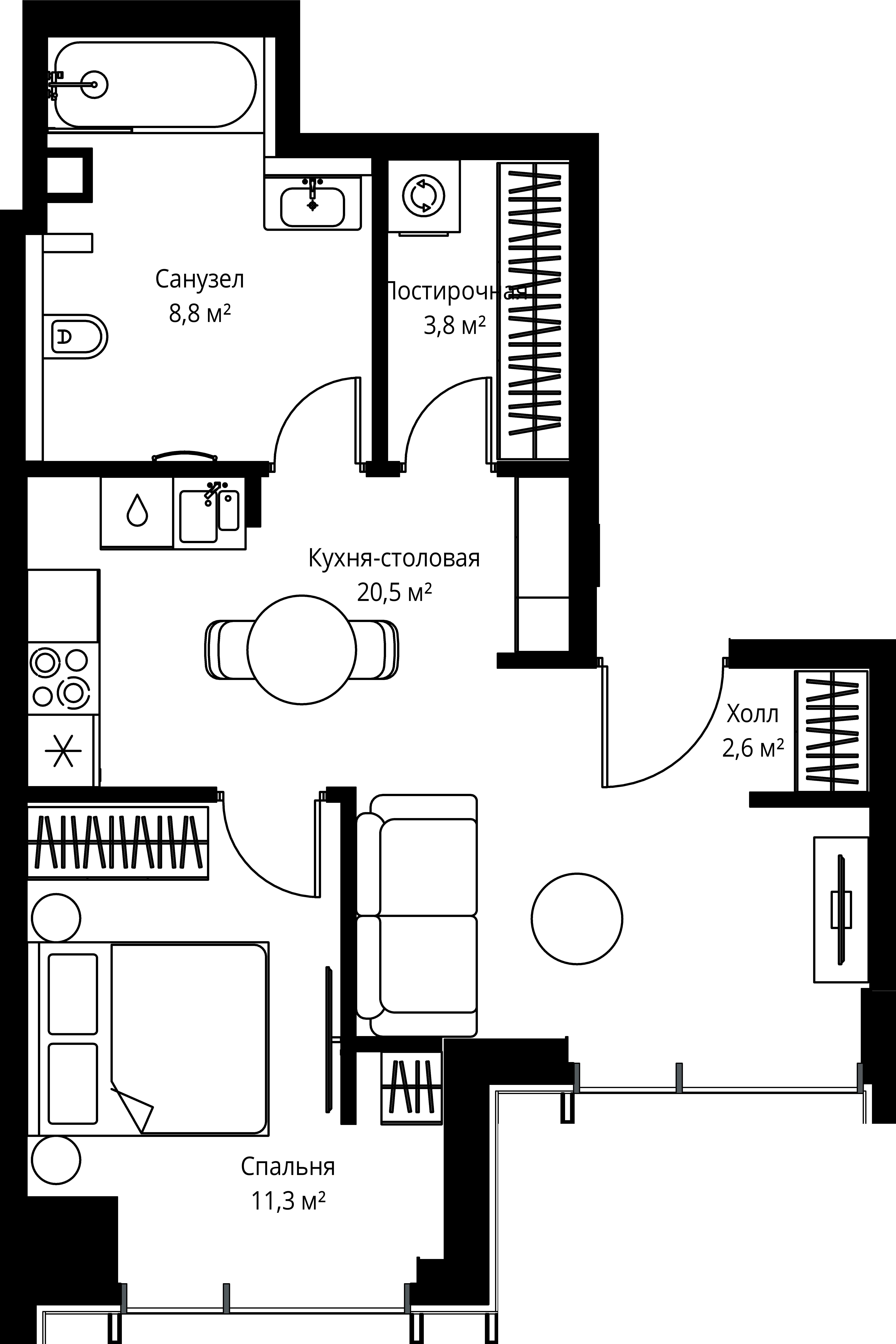 1-комнатная, 47 м² — 24 409 450 ₽