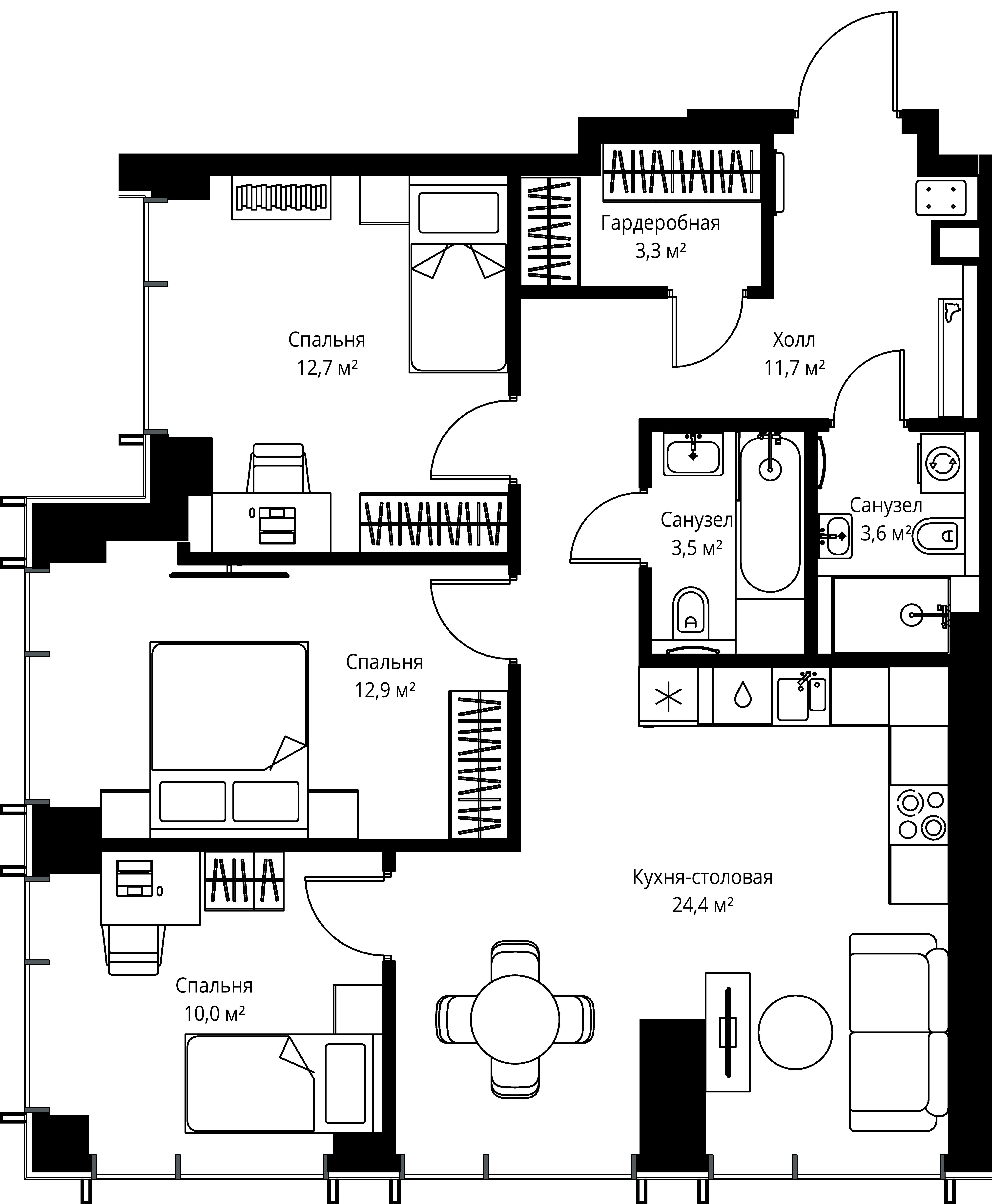 3-комнатная, 82,1 м² — 37 683 900 ₽