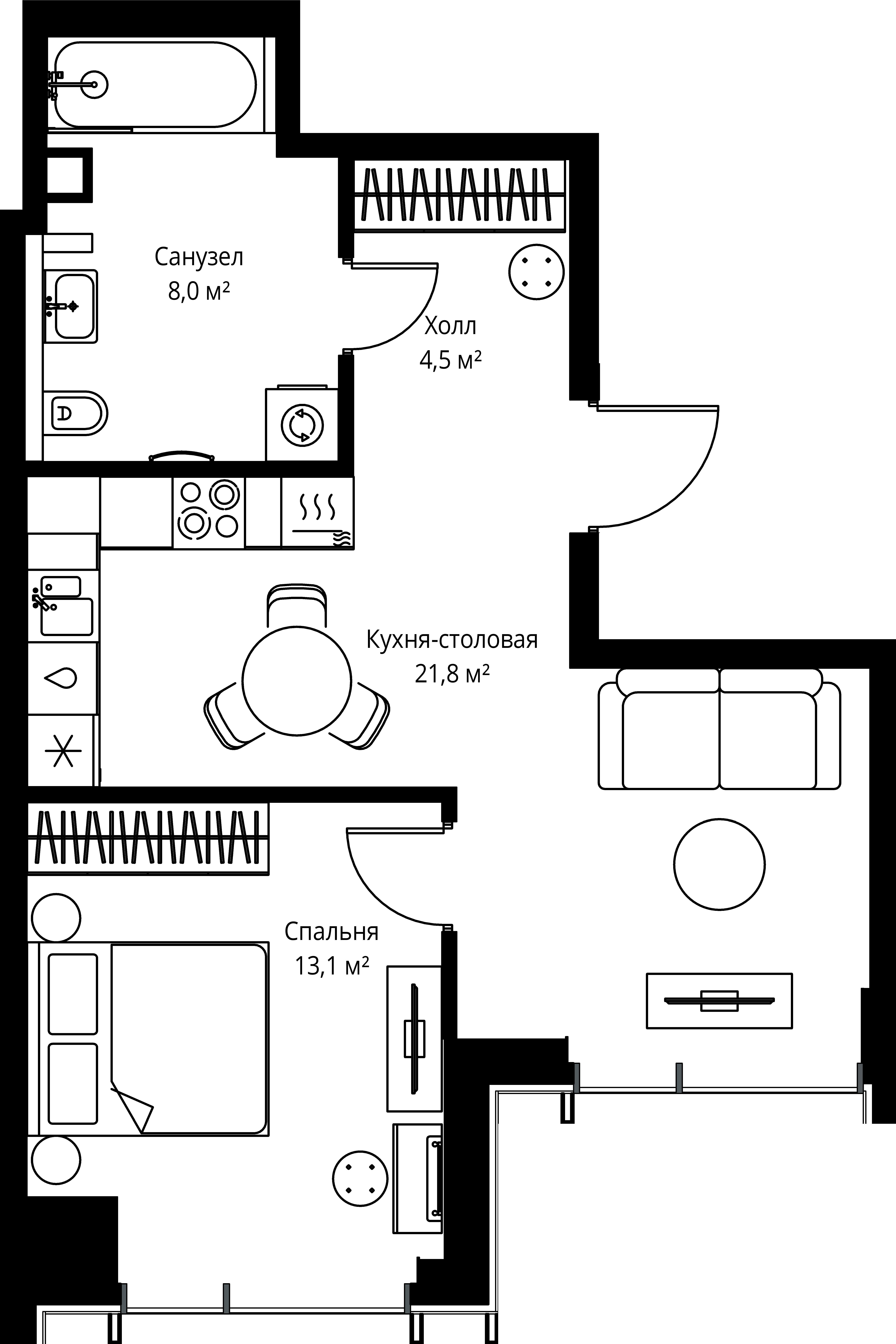 1-комнатная, 47,4 м² — 24 697 770 ₽