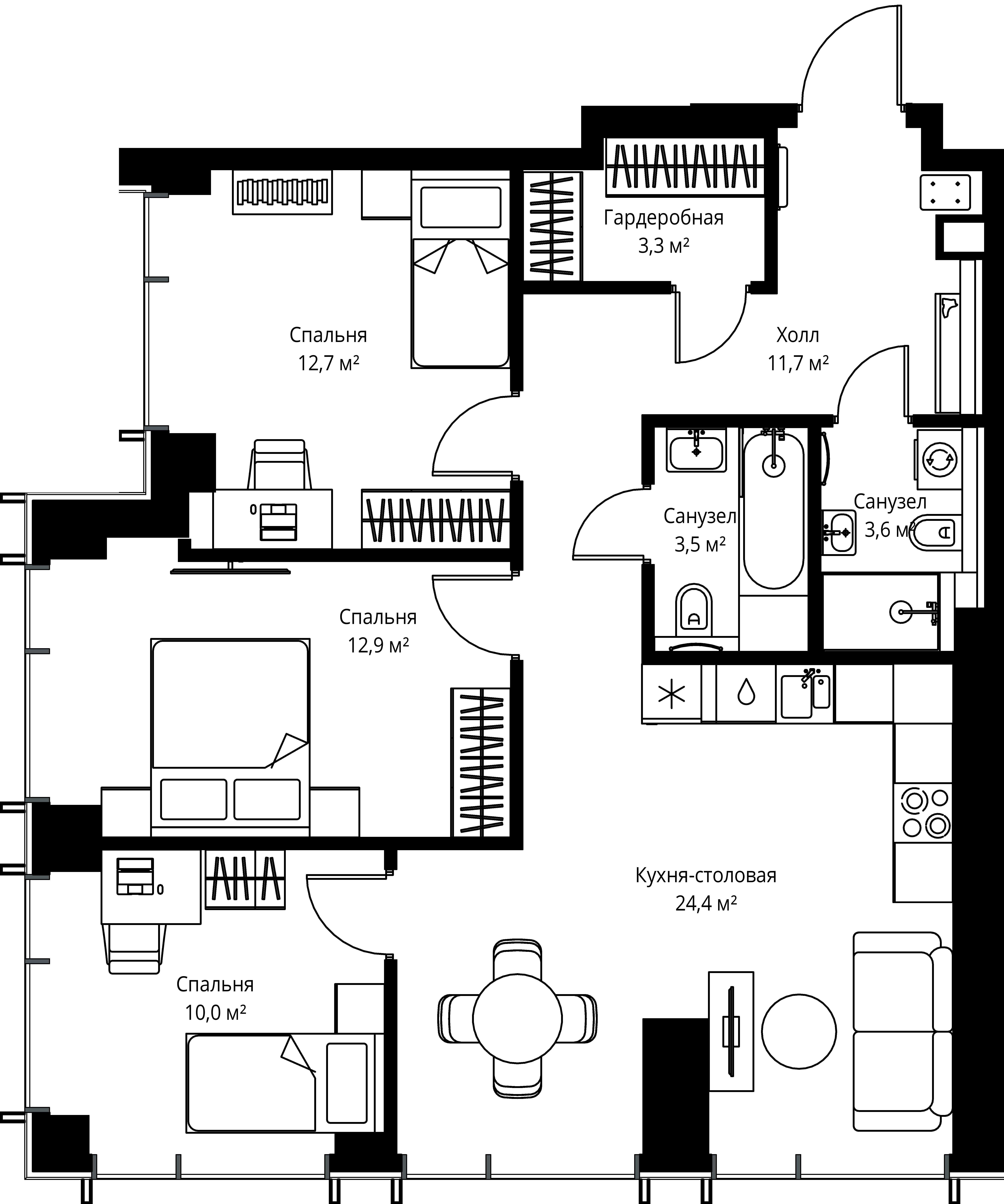 3-комнатная, 82,1 м² — 37 893 255 ₽