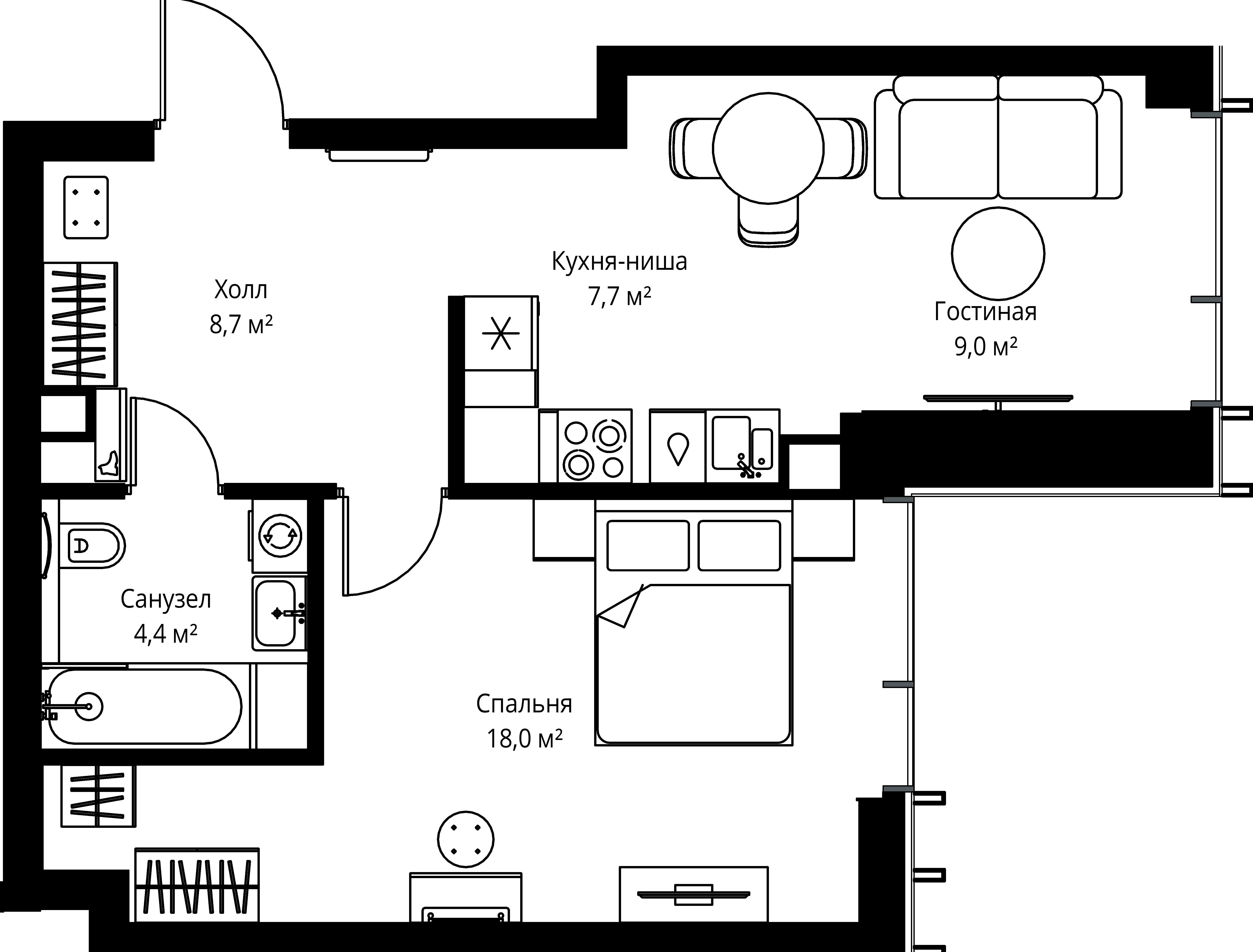 1-комнатная, 47,8 м² — 24 215 480 ₽