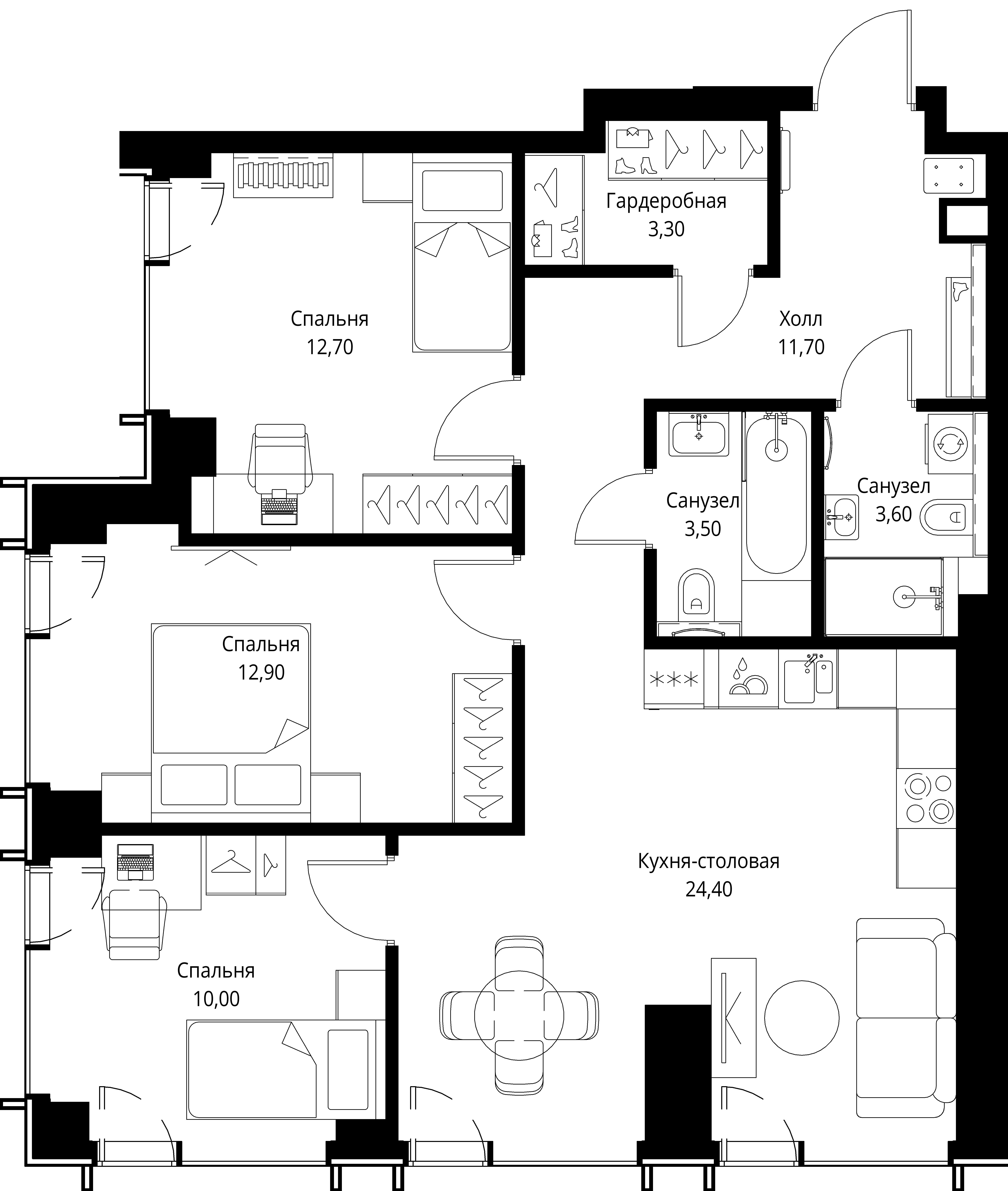 3-комнатная, 82,1 м² — 37 963 040 ₽