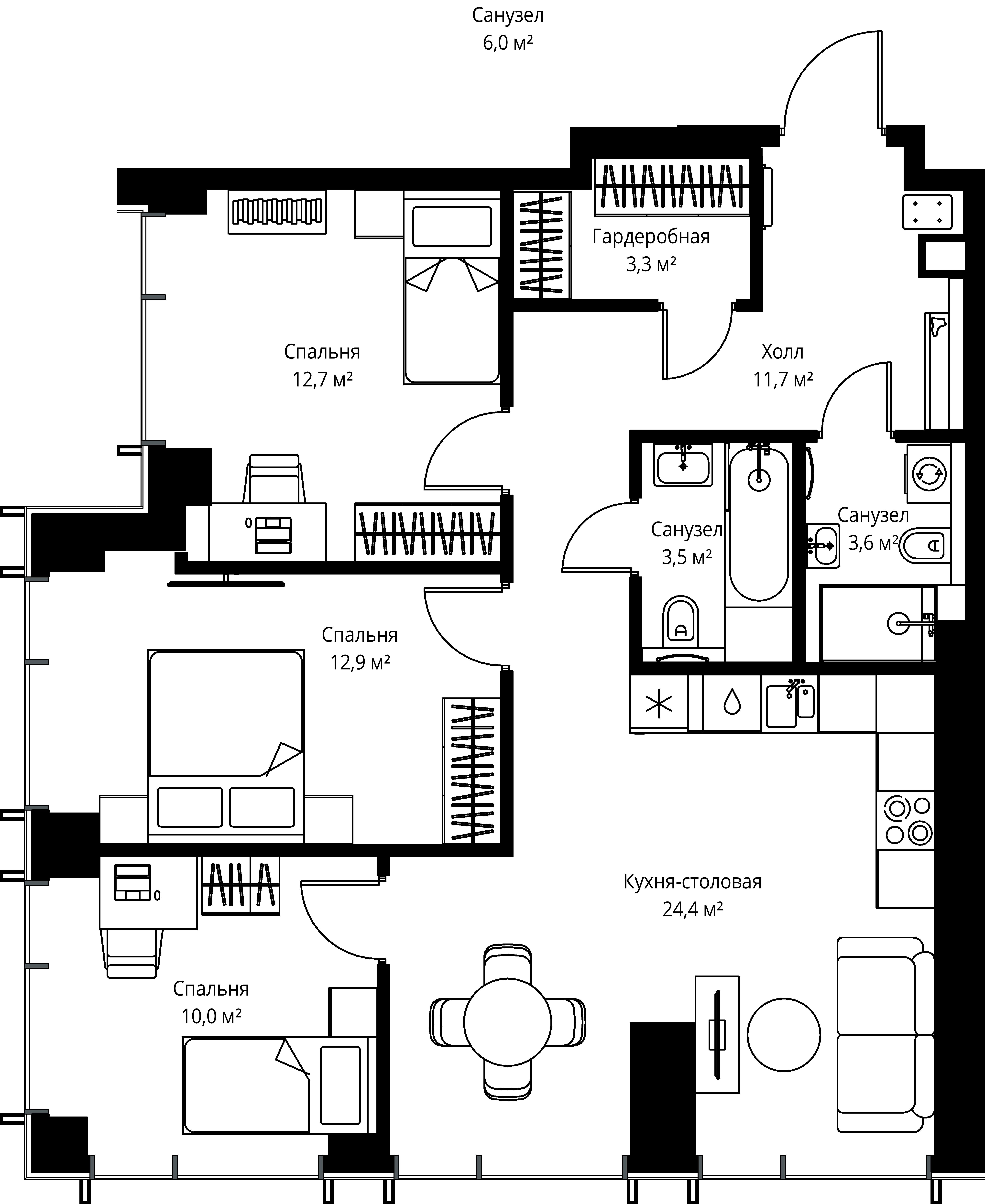 3-комнатная, 82,1 м² — 38 102 610 ₽