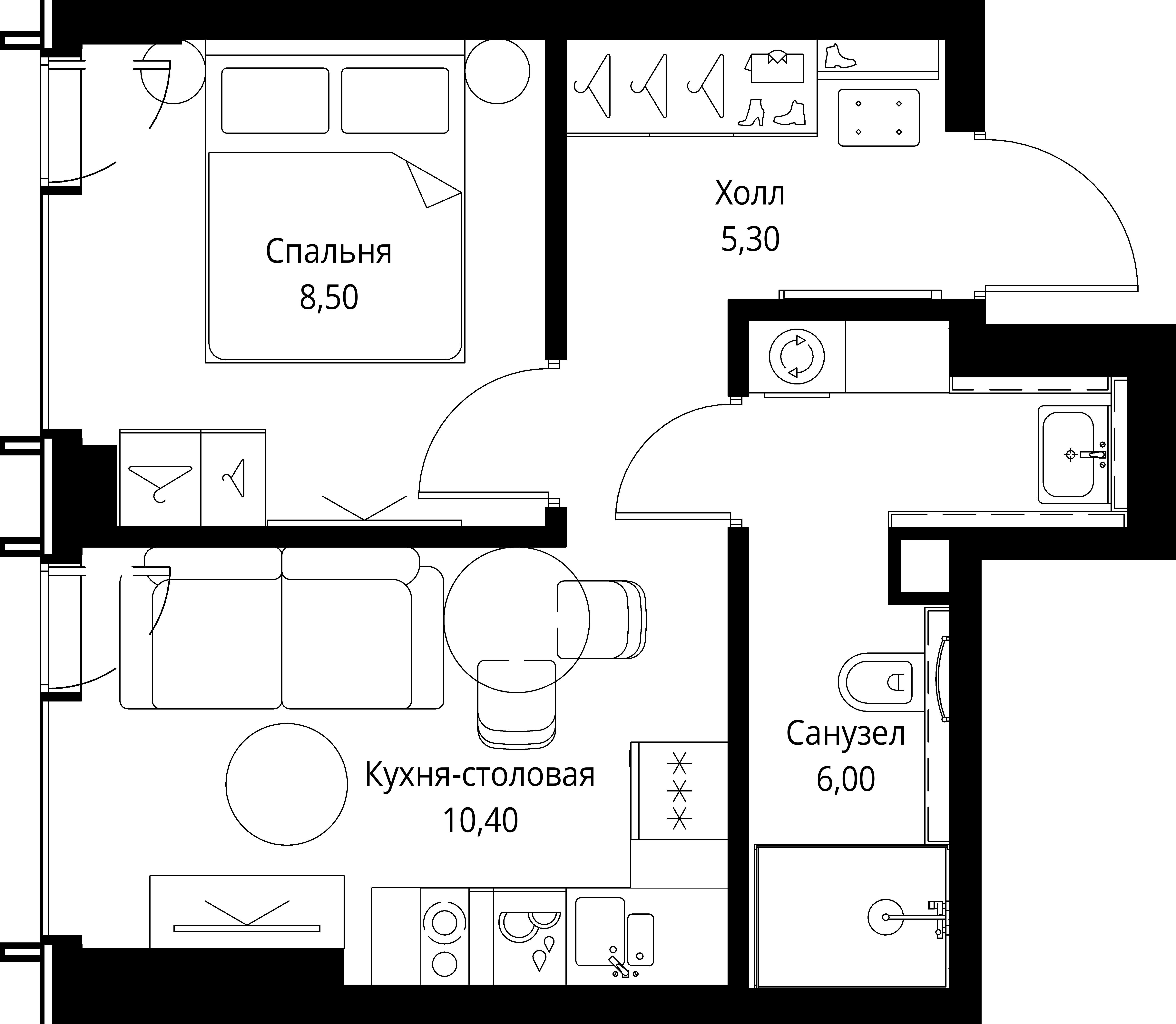 1-комнатная, 30,2 м² — 19 380 850 ₽