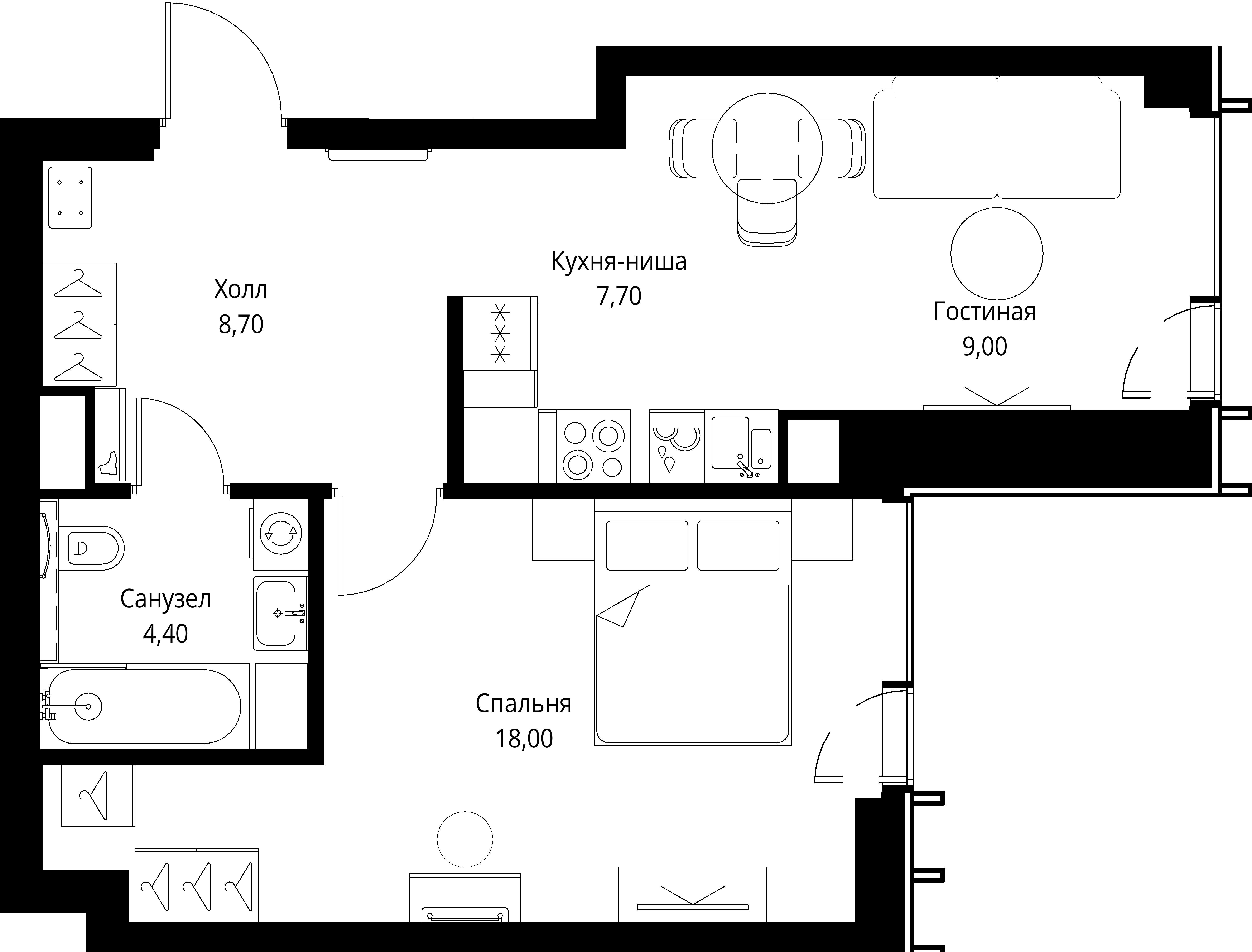1-комнатная, 47,8 м² — 24 581 150 ₽