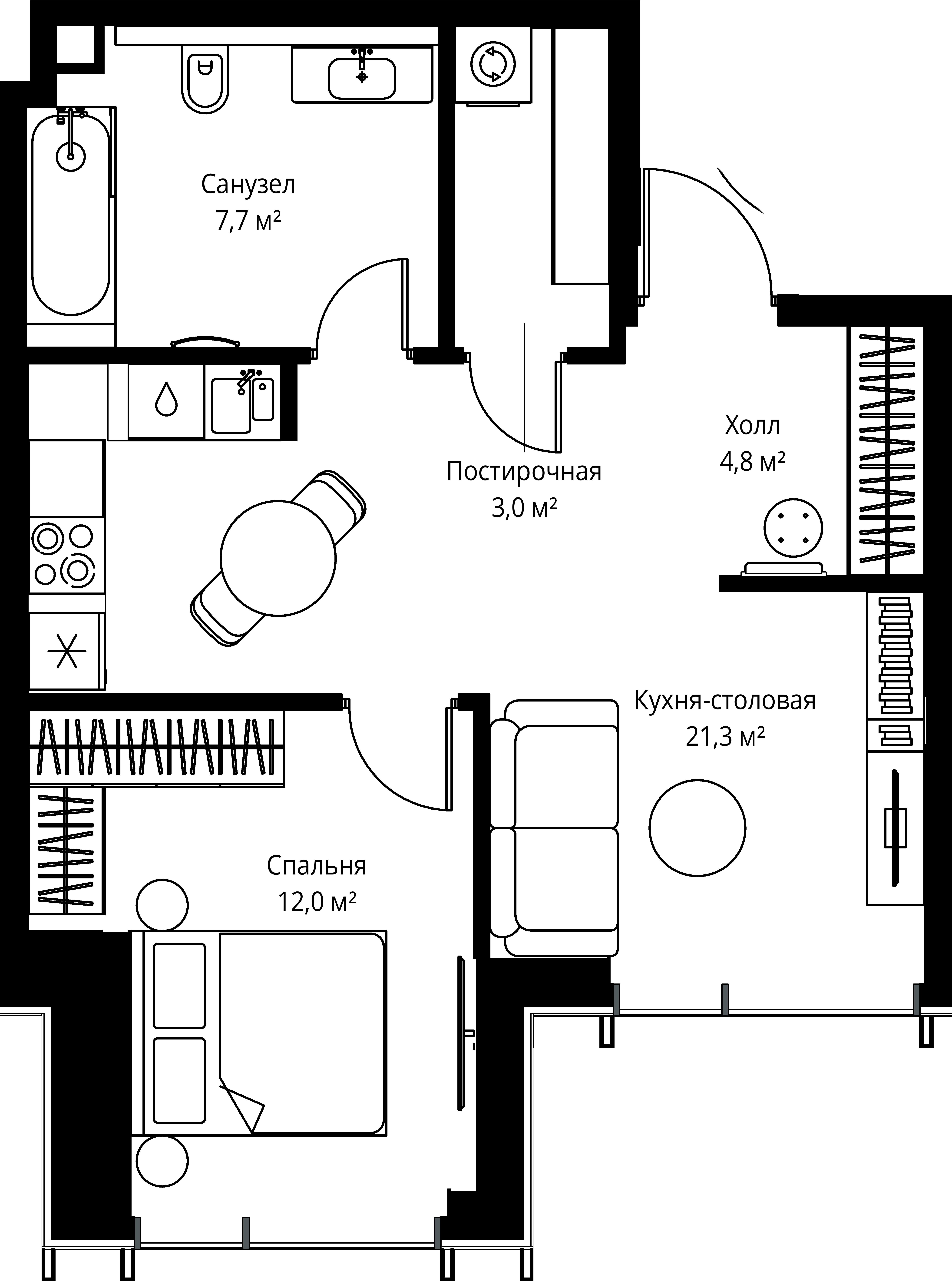 1-комнатная, 48,8 м² — 25 178 360 ₽