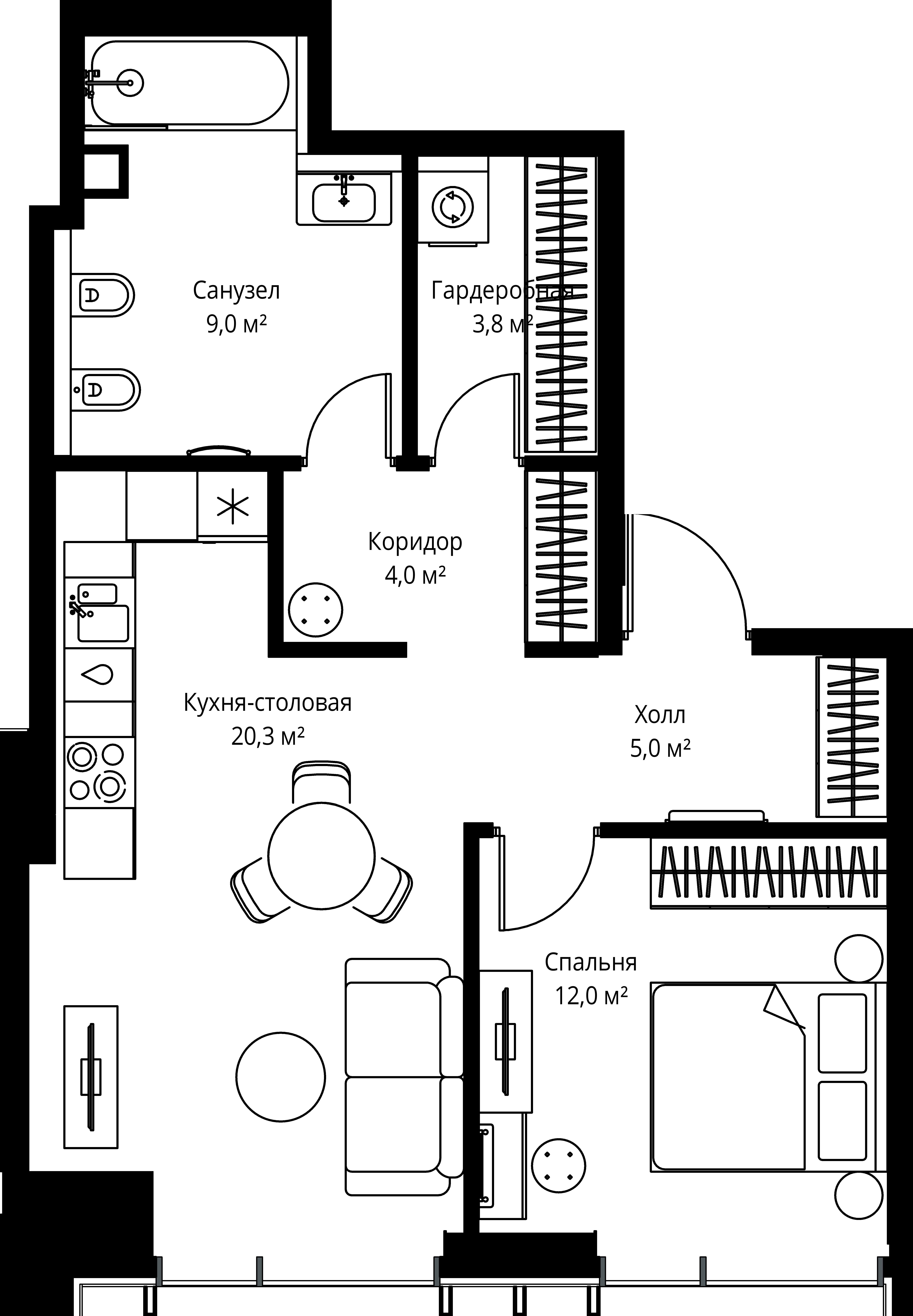 1-комнатная, 54,1 м² — 27 039 180 ₽