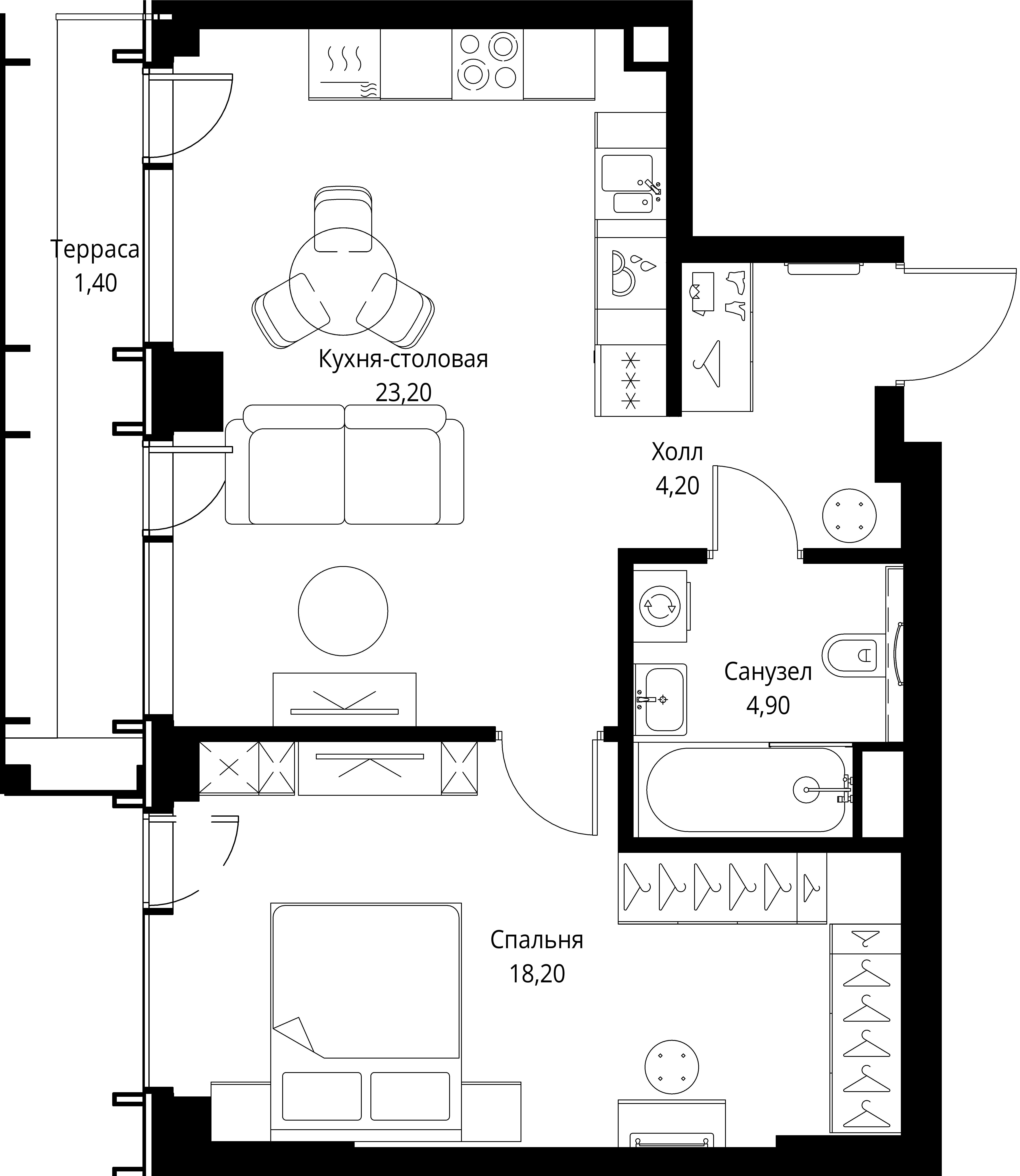 1-комнатная, 51,9 м² — 29 248 245 ₽