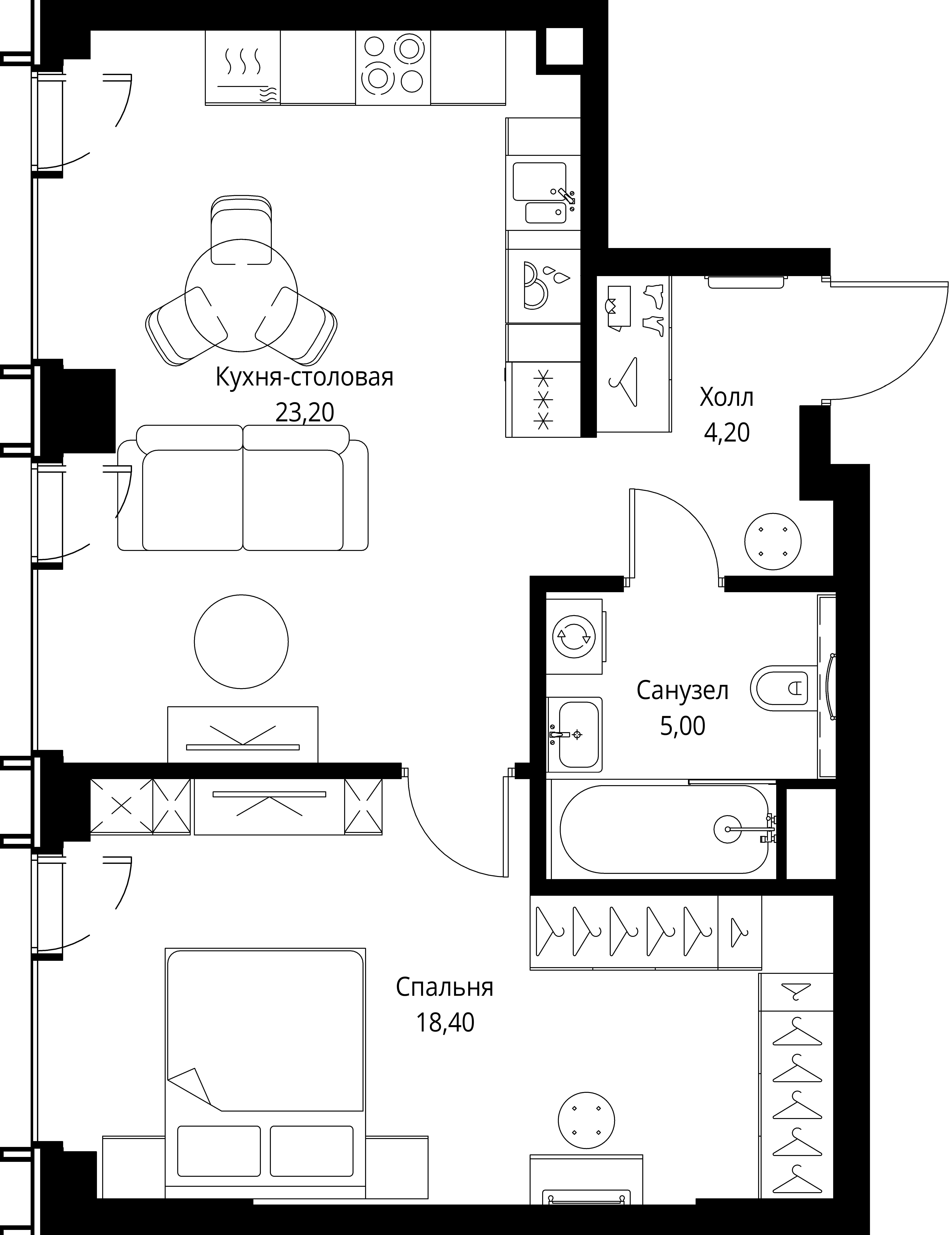 1-комнатная, 50,8 м² — 26 339 800 ₽