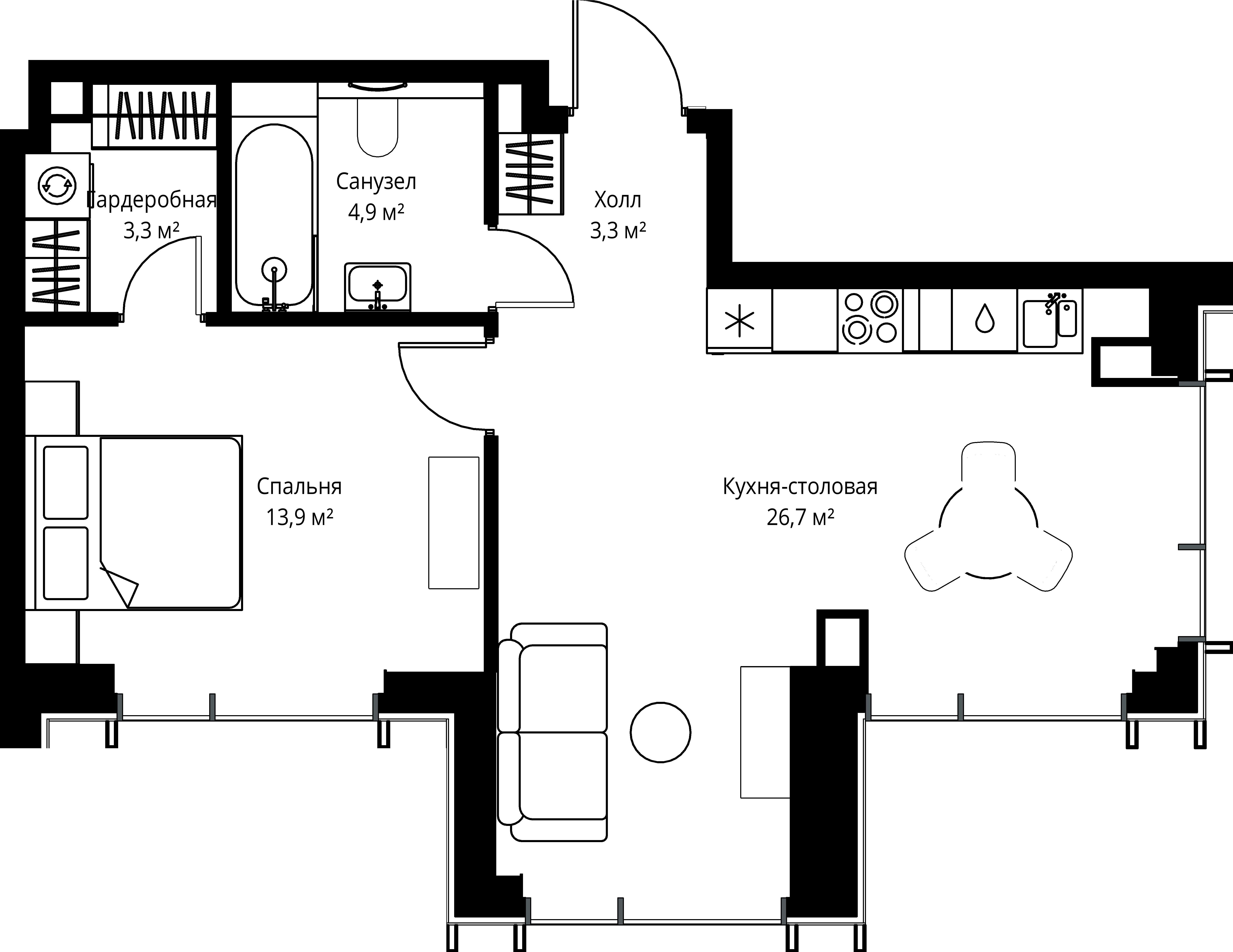 1-комнатная, 52,1 м² — 27 102 420 ₽