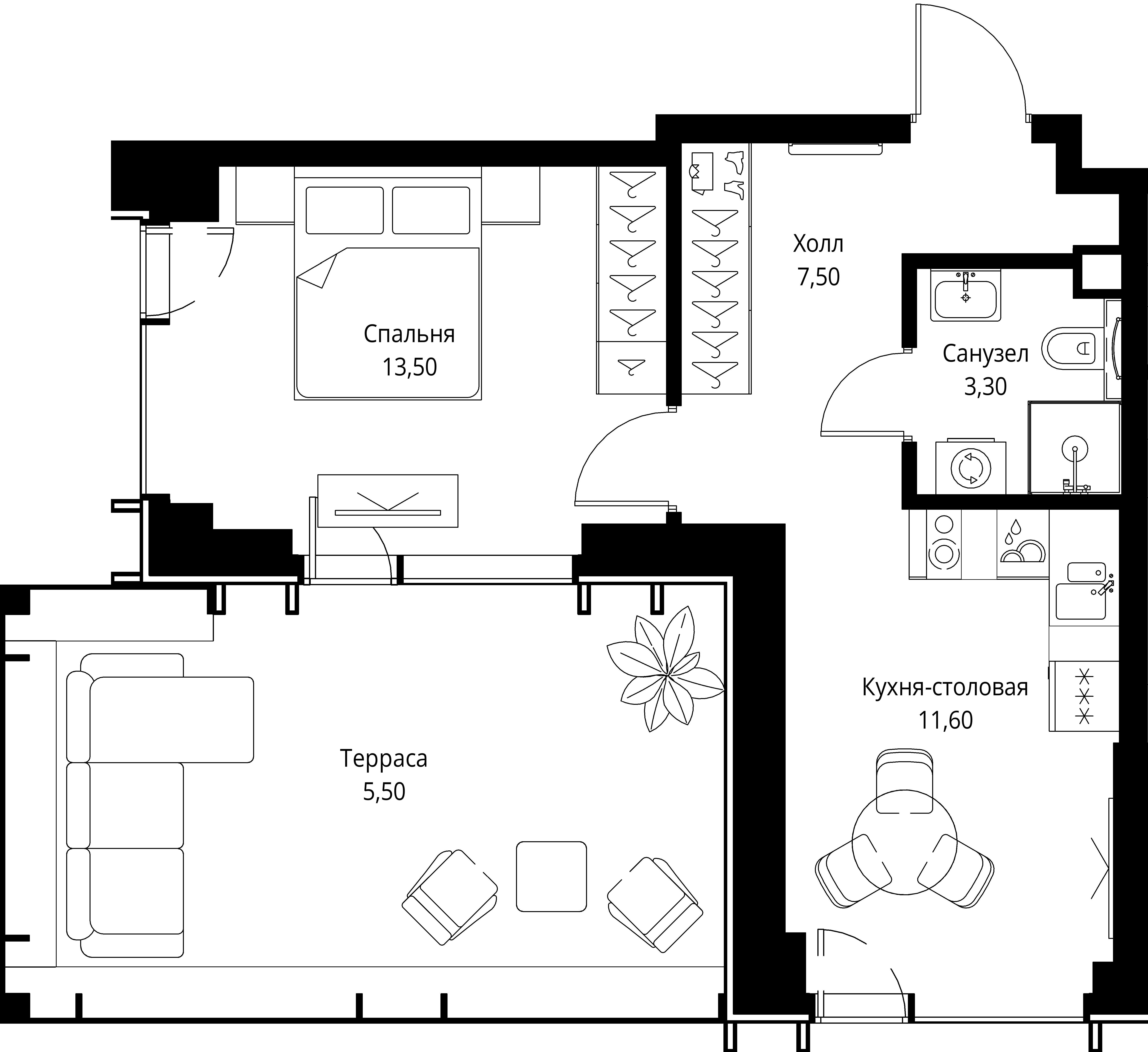 1-комнатная, 41,4 м² — 29 700 360 ₽