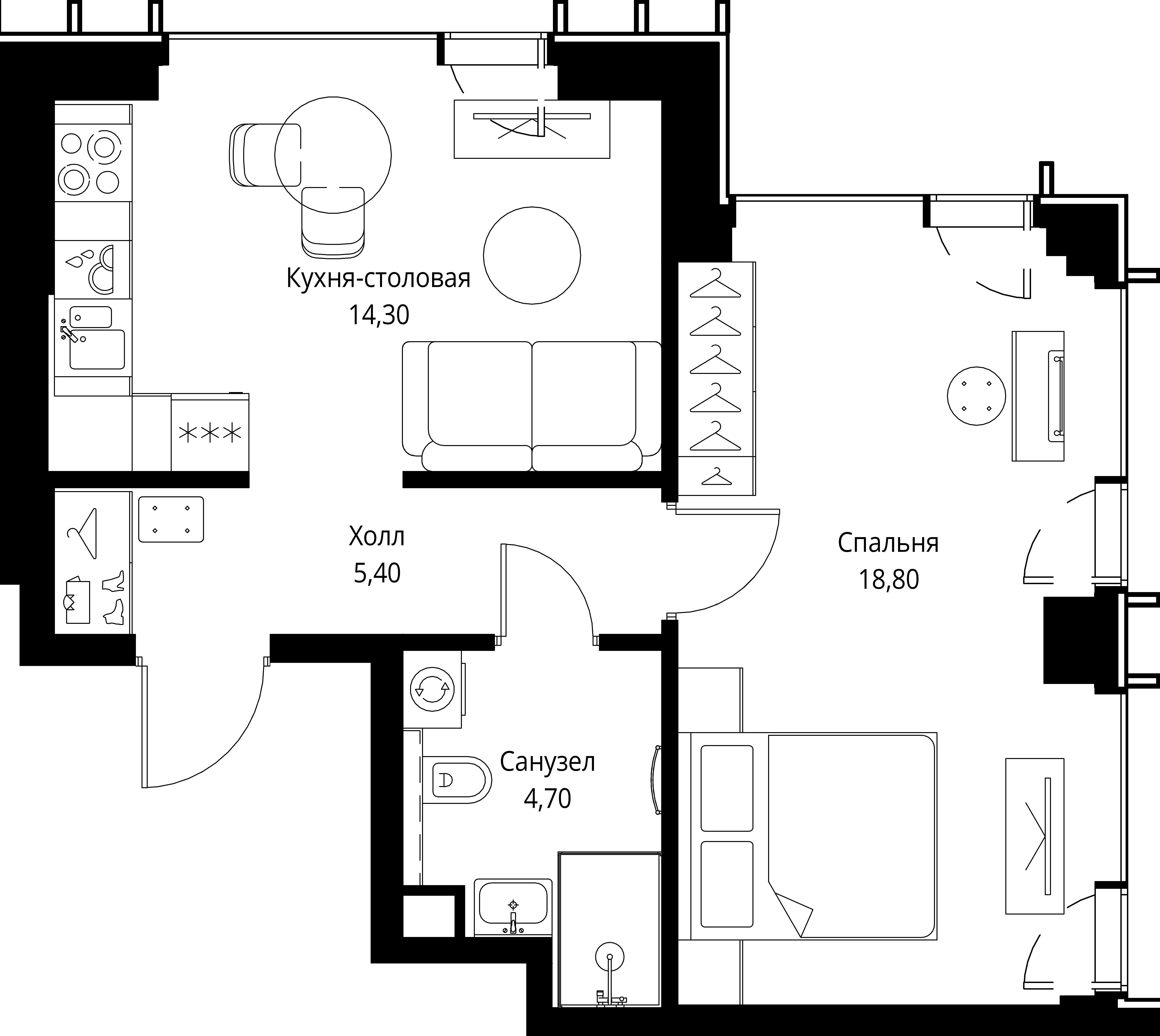 1-комнатная, 43,2 м² — 23 133 600 ₽