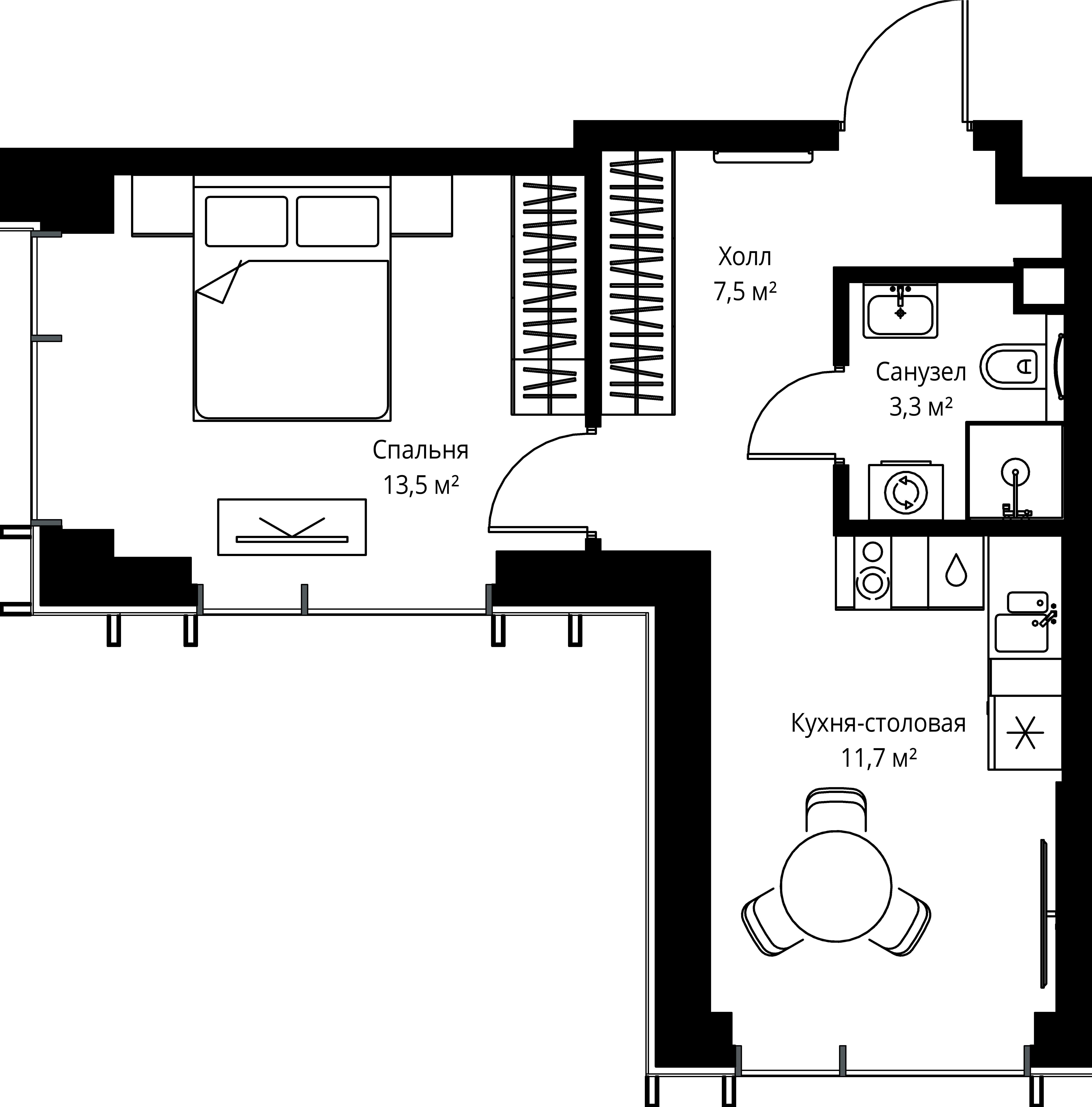 1-комнатная, 36 м² — 21 114 000 ₽