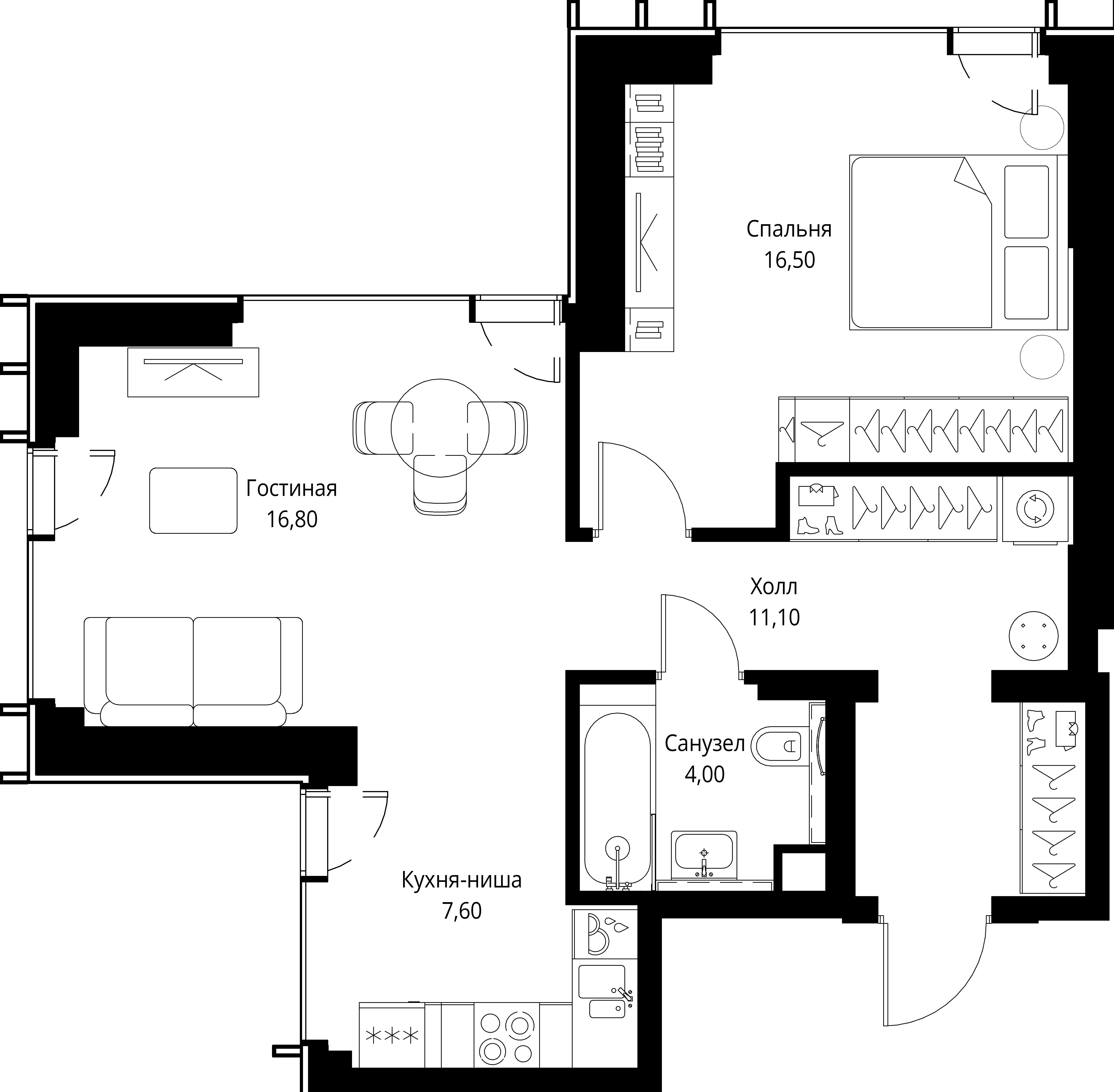 1-комнатная, 56 м² — 28 798 000 ₽