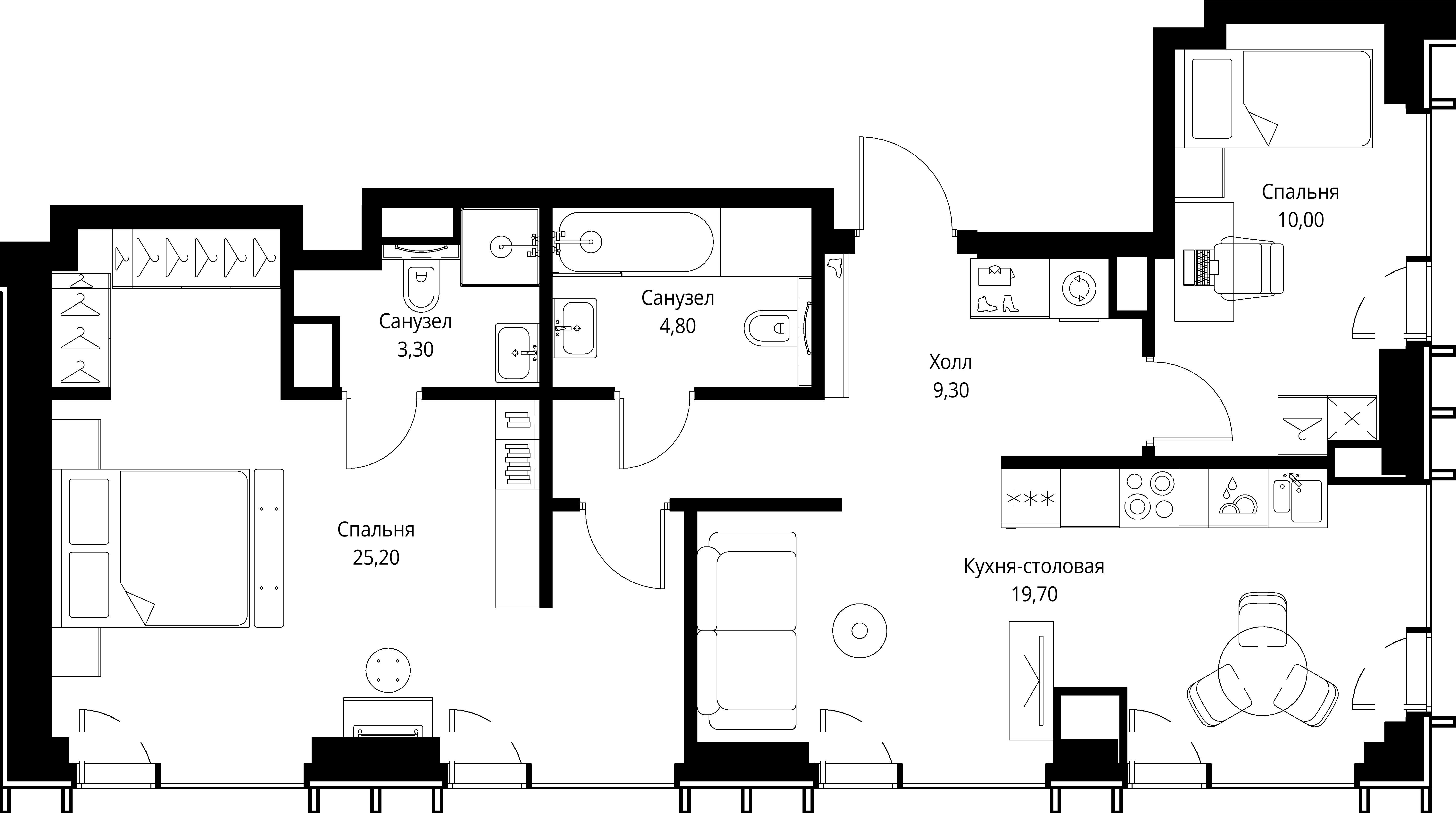 2-комнатная, 72,3 м² — 34 046 070 ₽