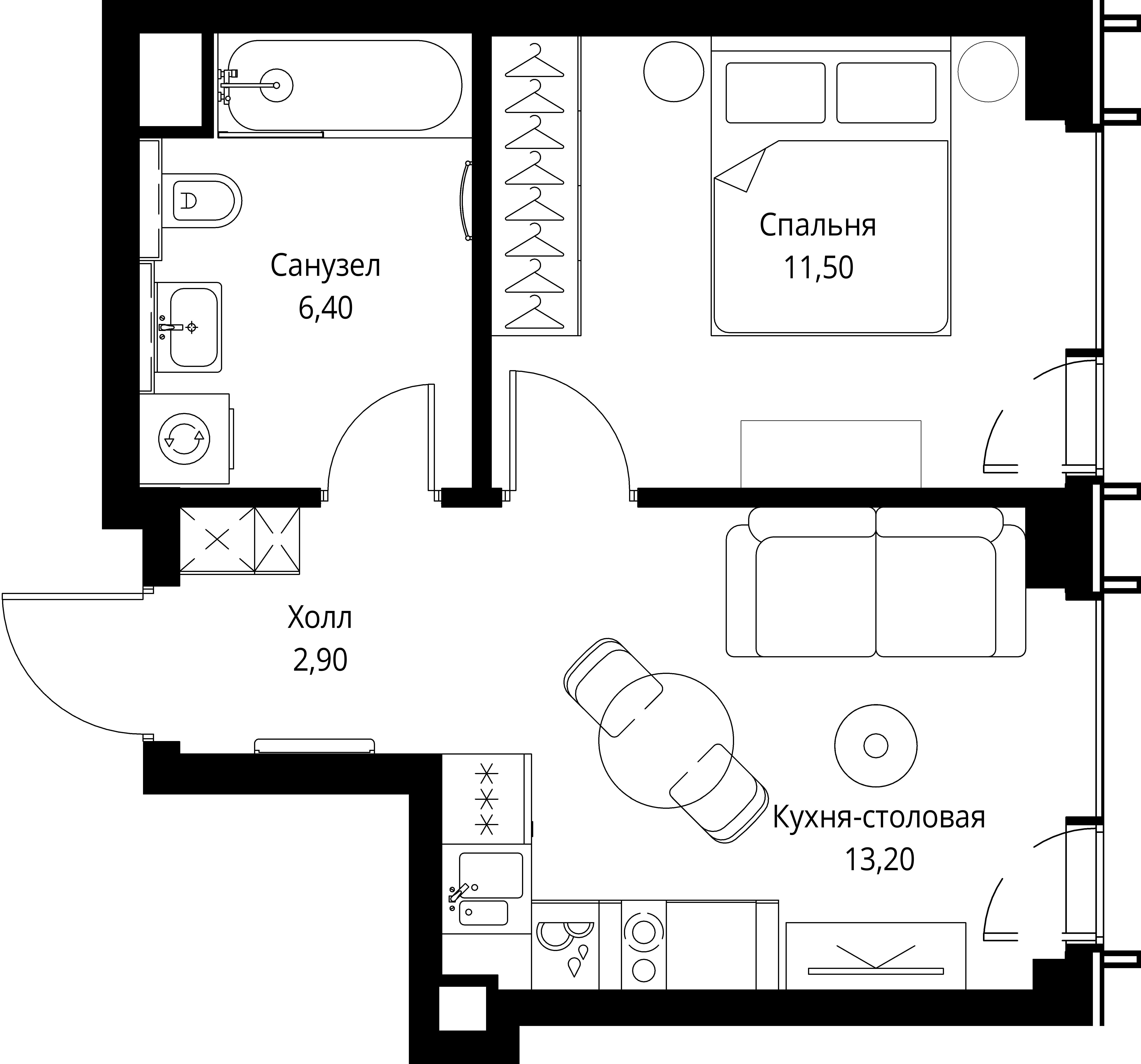 1-комнатная, 34 м² — 25 258 600 ₽