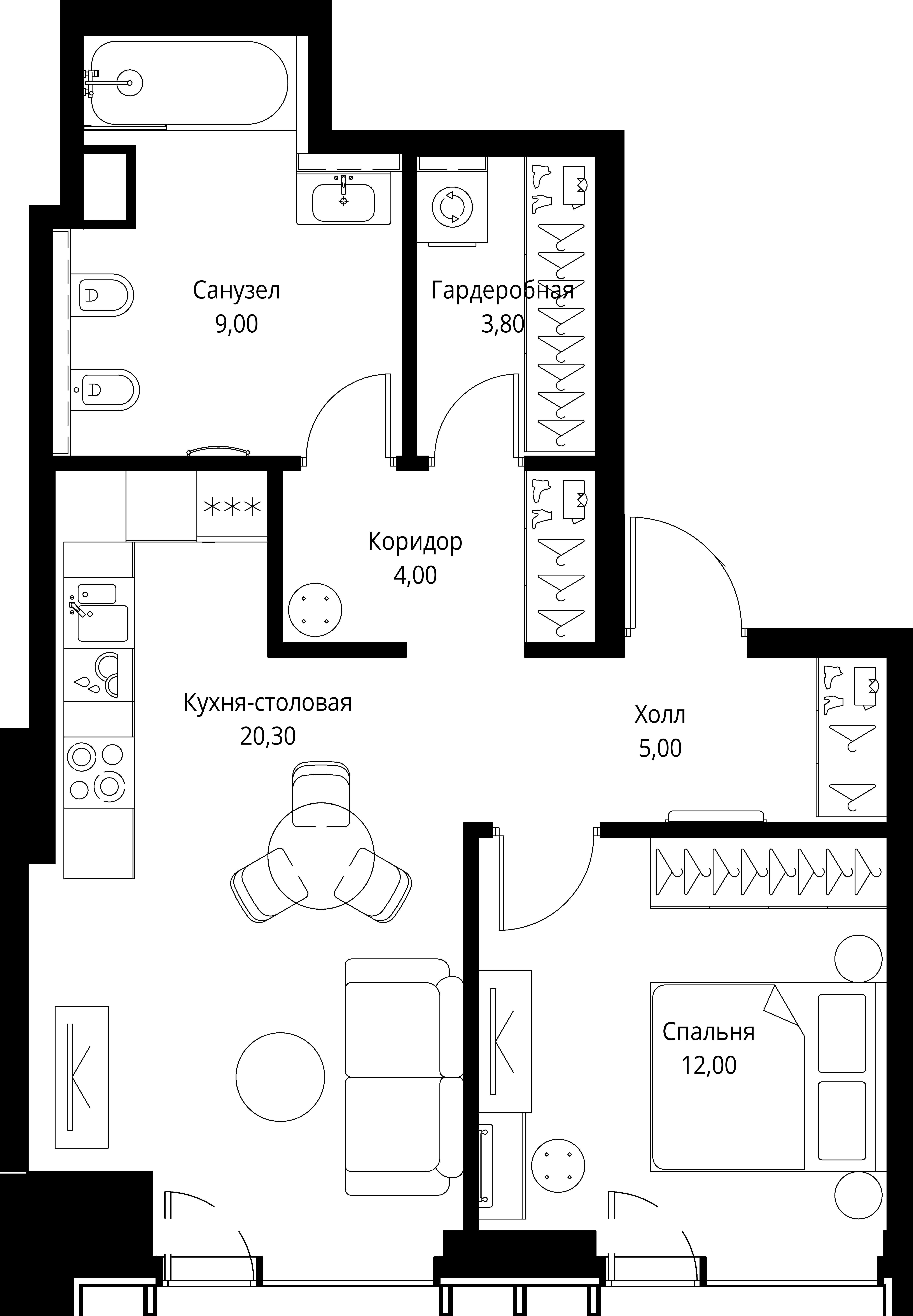 1-комнатная, 54,1 м² — 27 131 150 ₽