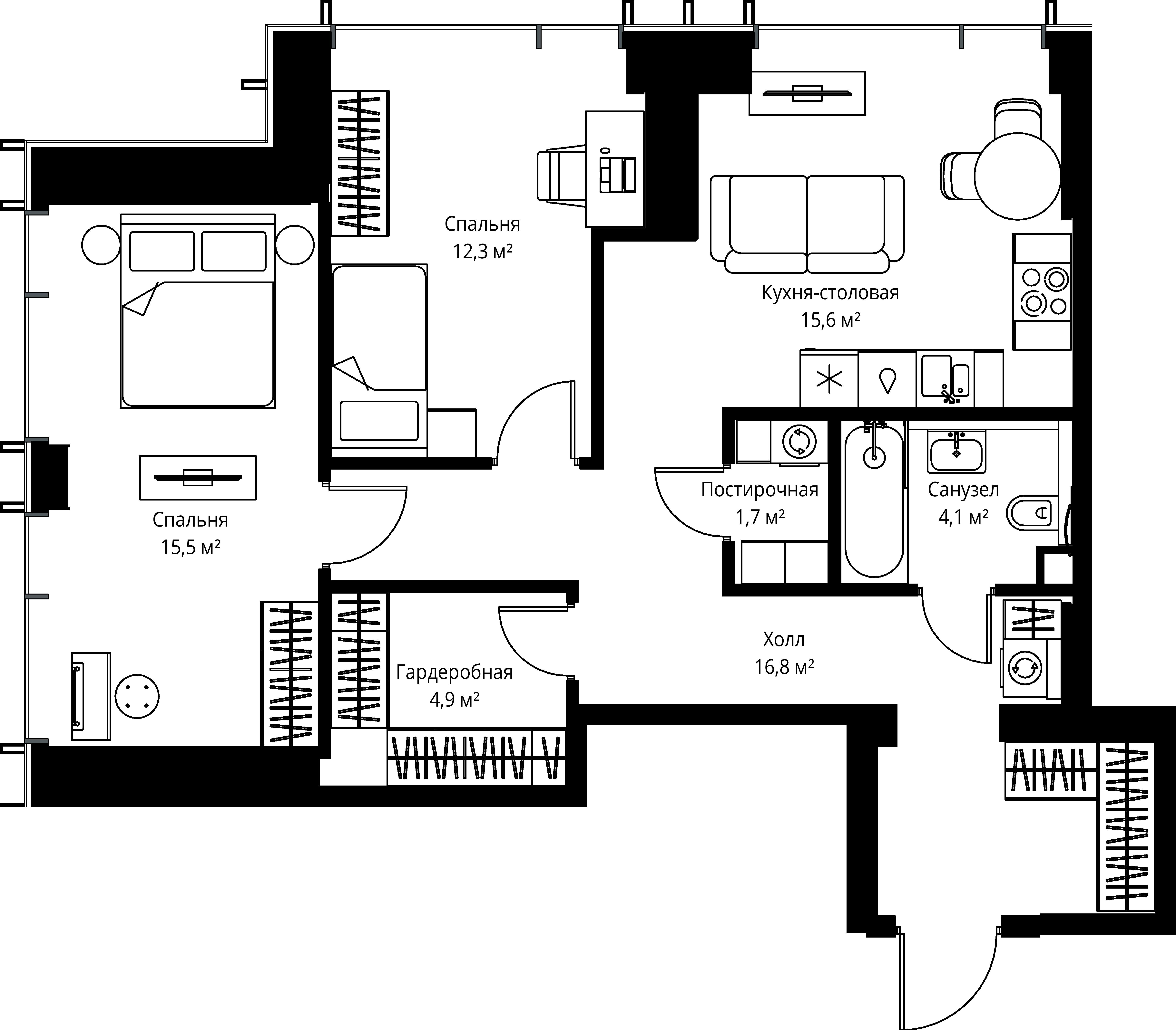 2-комнатная, 70,9 м² — 32 241 775 ₽