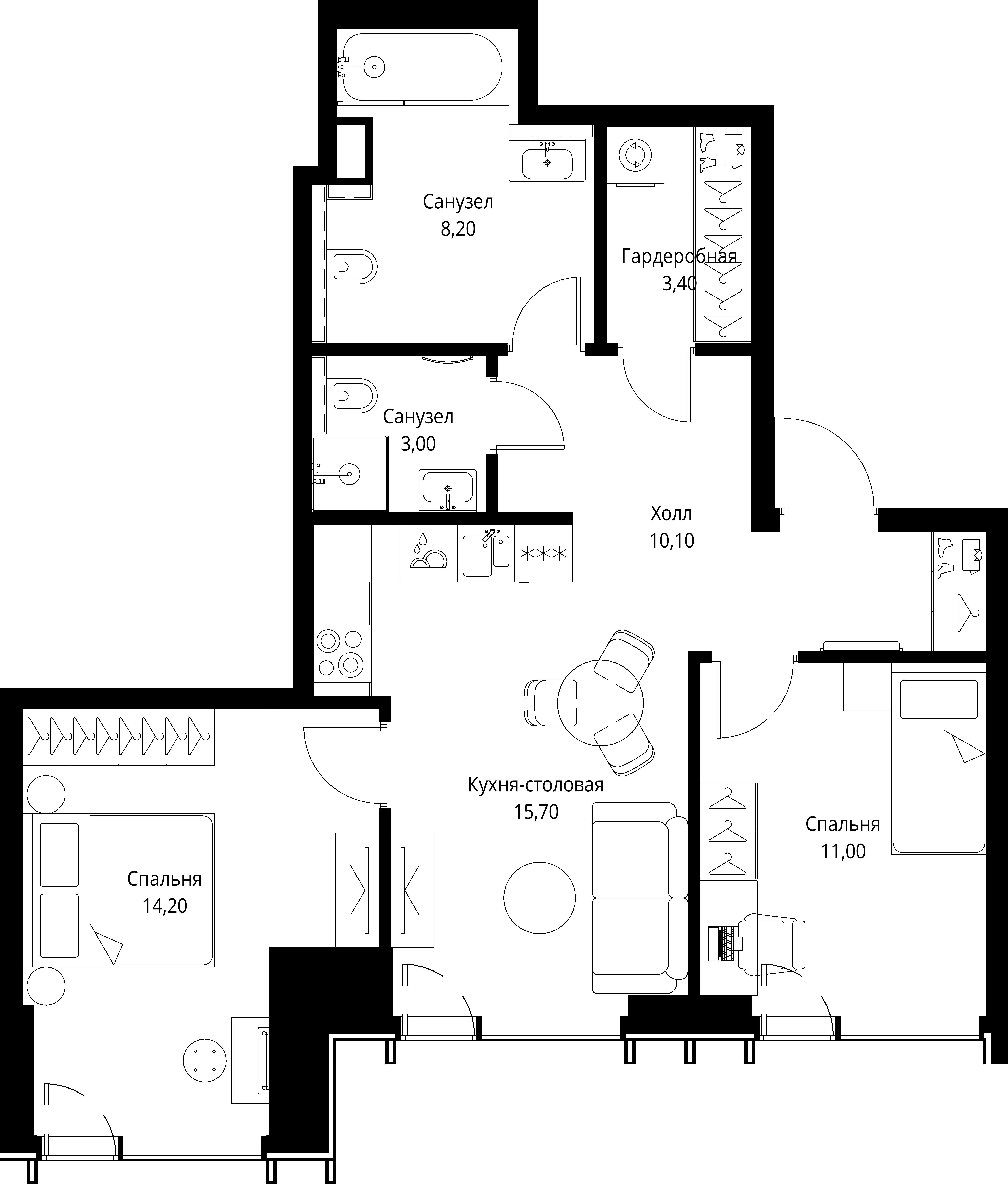 2-комнатная, 65,6 м² — 29 775 840 ₽