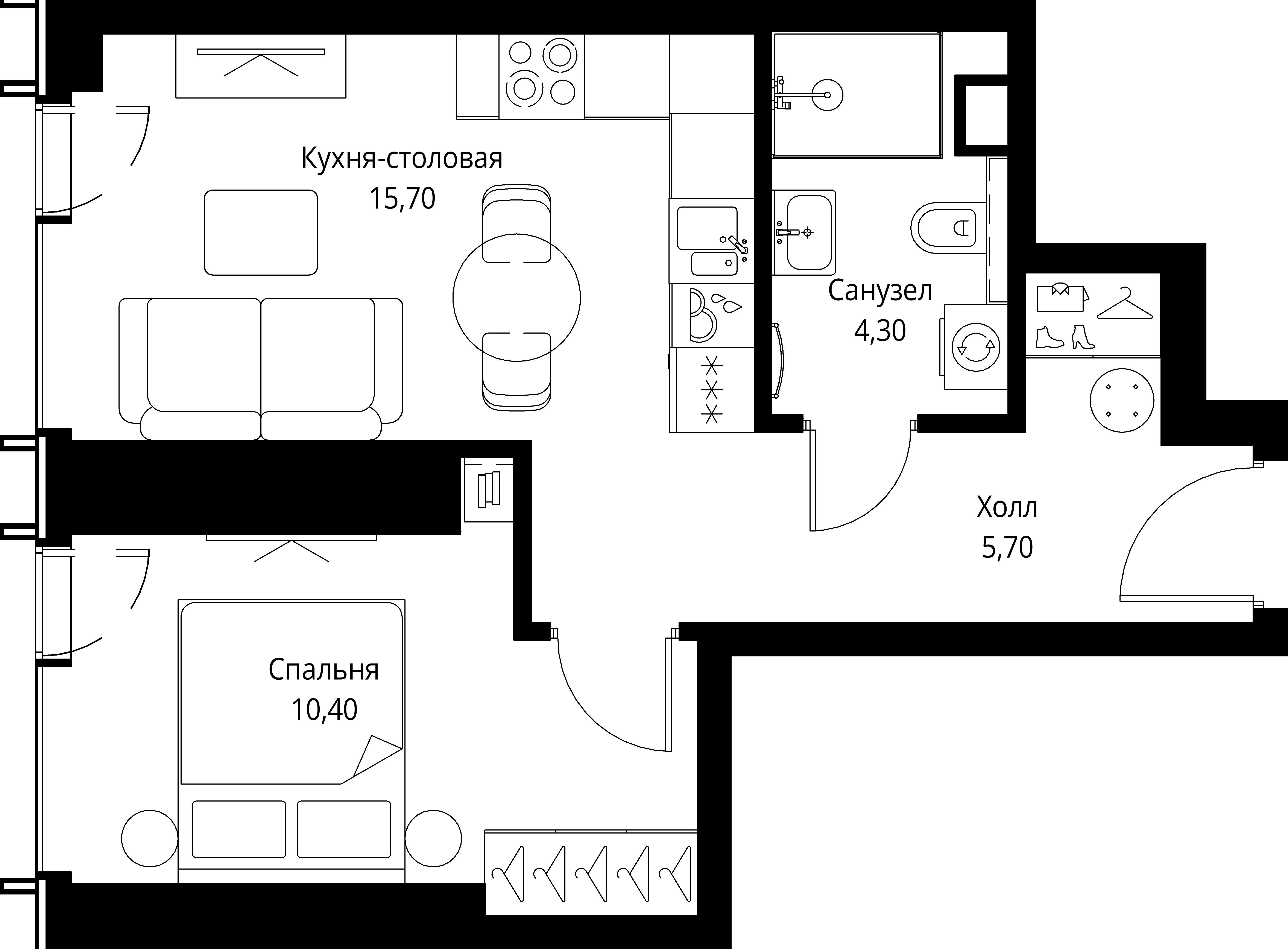 1-комнатная, 36,1 м² — 20 835 115 ₽