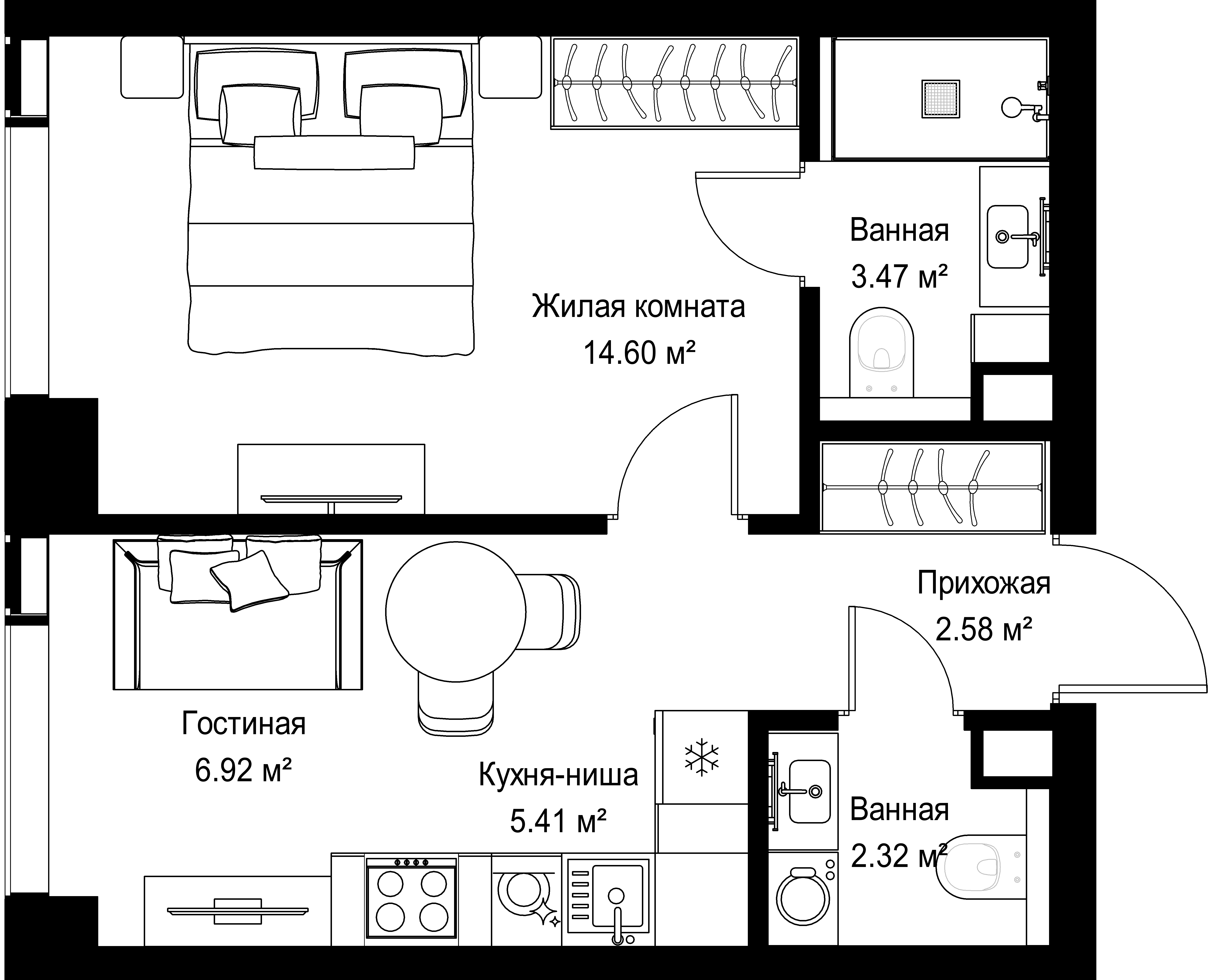 1-комнатная, 35,3 м² — 20 193 365 ₽