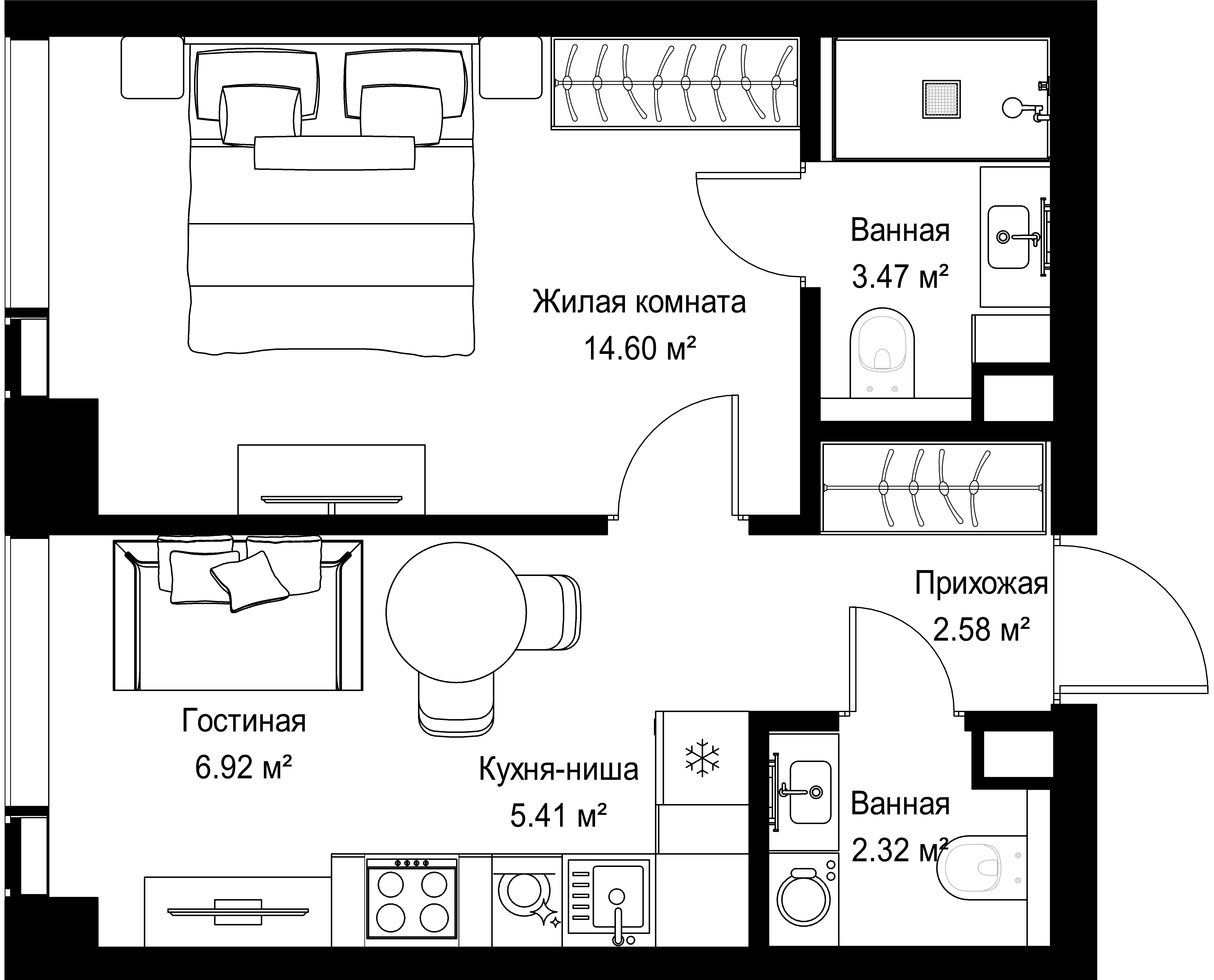 1-комнатная, 35,3 м² — 20 223 370 ₽