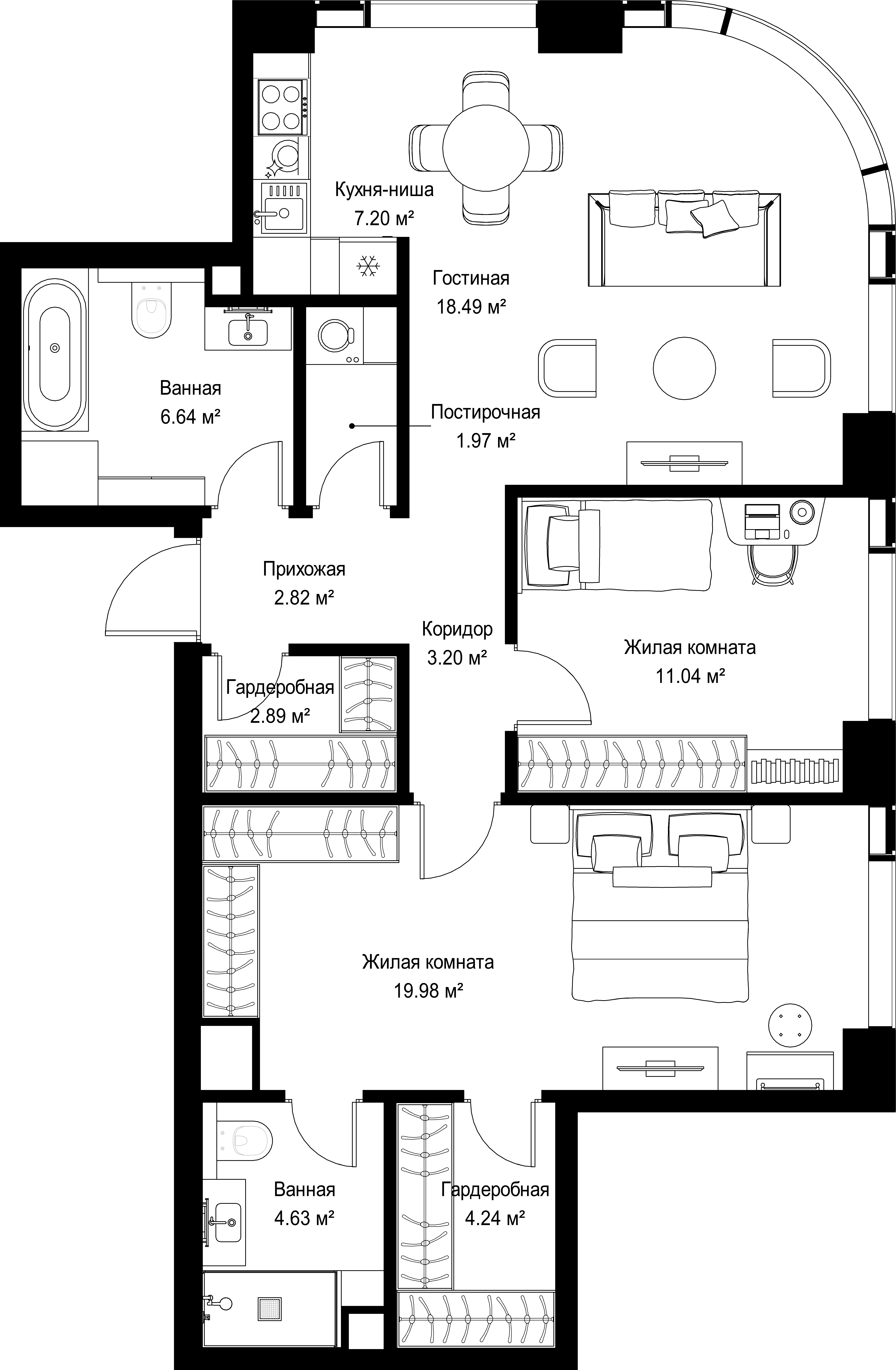 2-комнатная, 83,1 м² — 38 072 265 ₽
